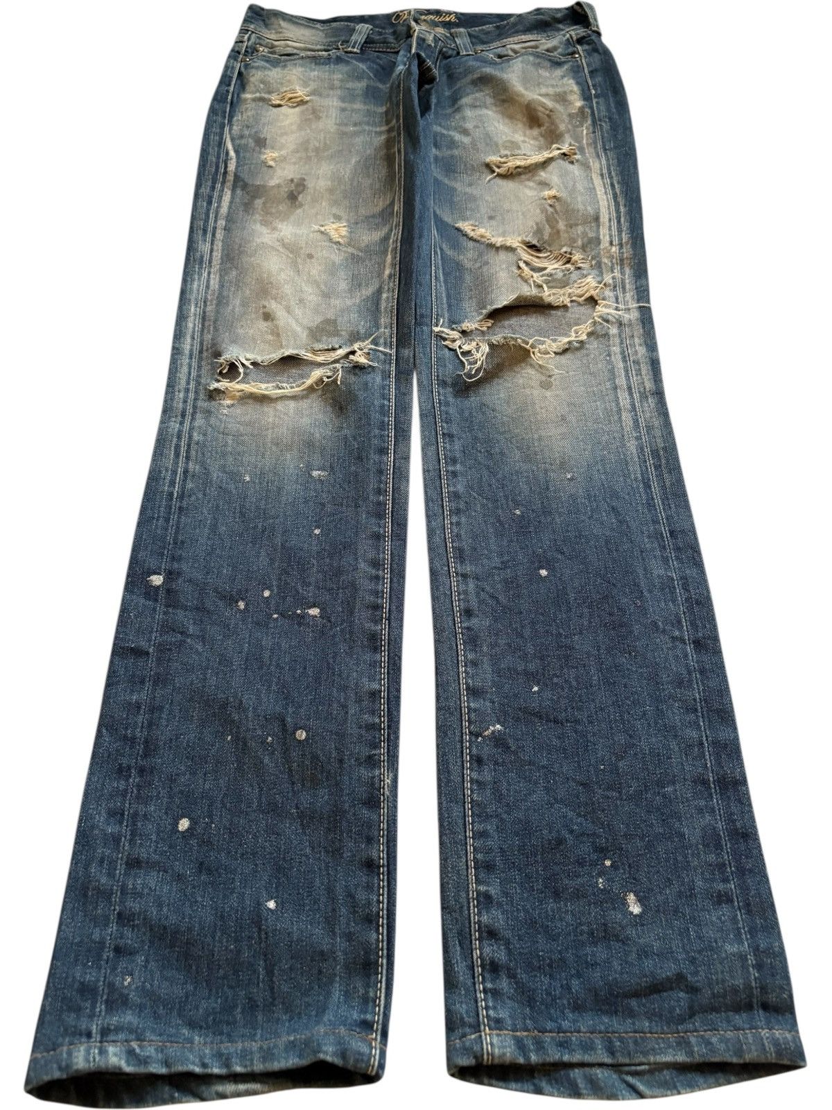 Beauty Beast × Japanese Brand × Vanquish Vintage Vanquish Mud Wash Painted Distressed Ripped Jeans Size 29" - 1 Thumbnail