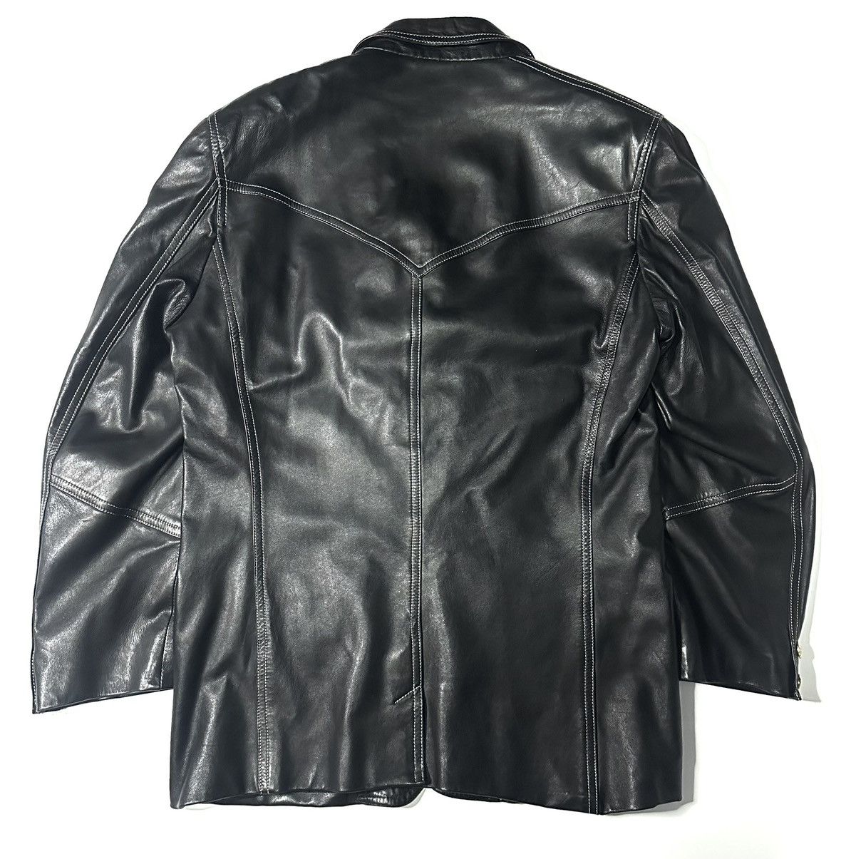Versace 90s made in ITALY VERSUS VERSACE leather western jacket Size US L / EU 52-54 / 3 - 3 Thumbnail