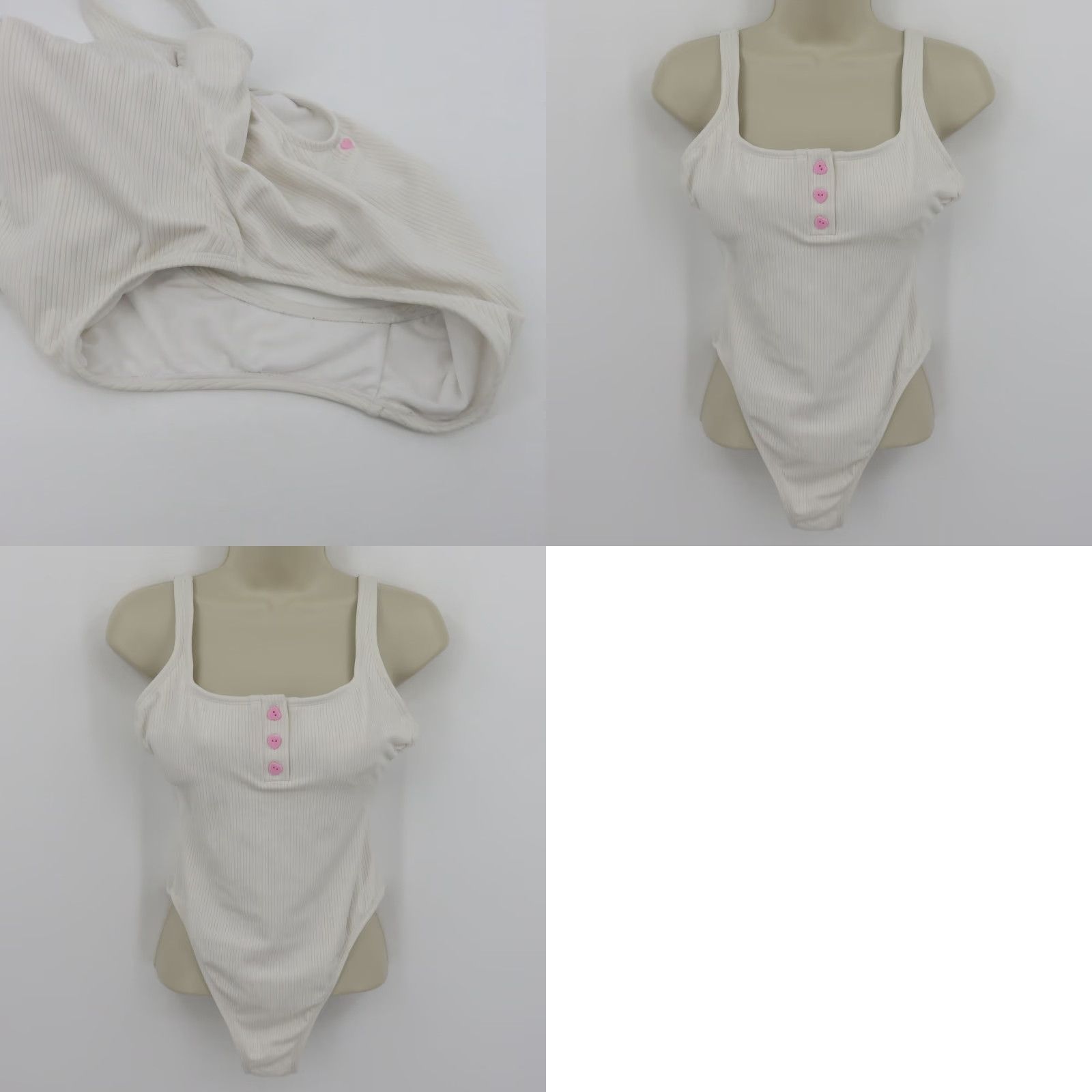 Vintage Stoney Clover Lane Target Women One Piece Swimsuit White Heart Button S Small Navy (S) Size: S Size ONE SIZE - 9 Thumbnail
