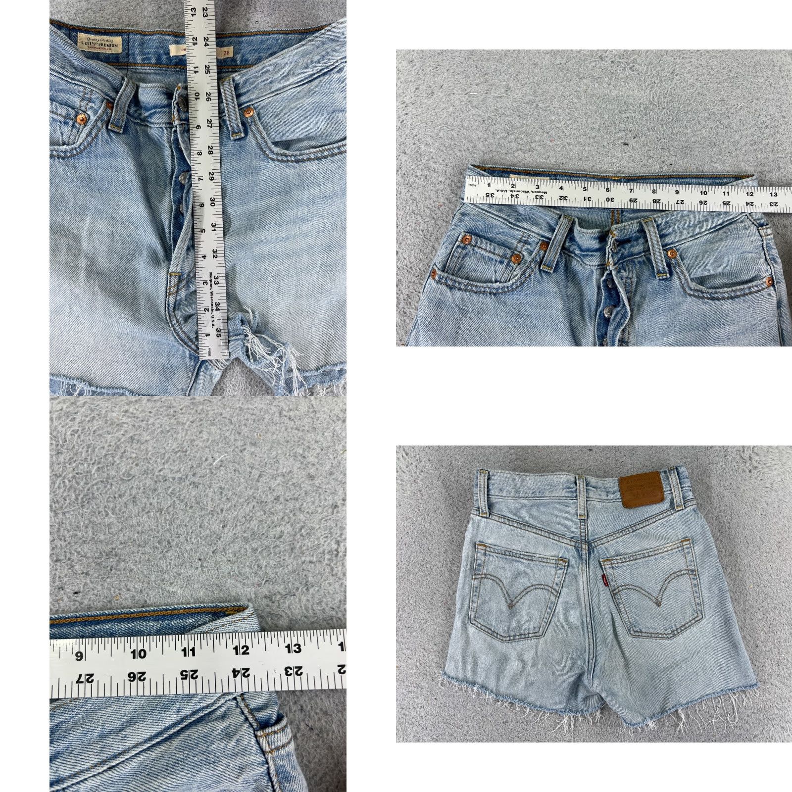 Levi's Levis Shorts Womens 26 Blue Denim Jean Cutoff Premium Light Wash 3 in Inseam 5-Pocket Stretch Casual Fall Summer Womens Size 26" / US 2 / IT 38 - 9 Thumbnail