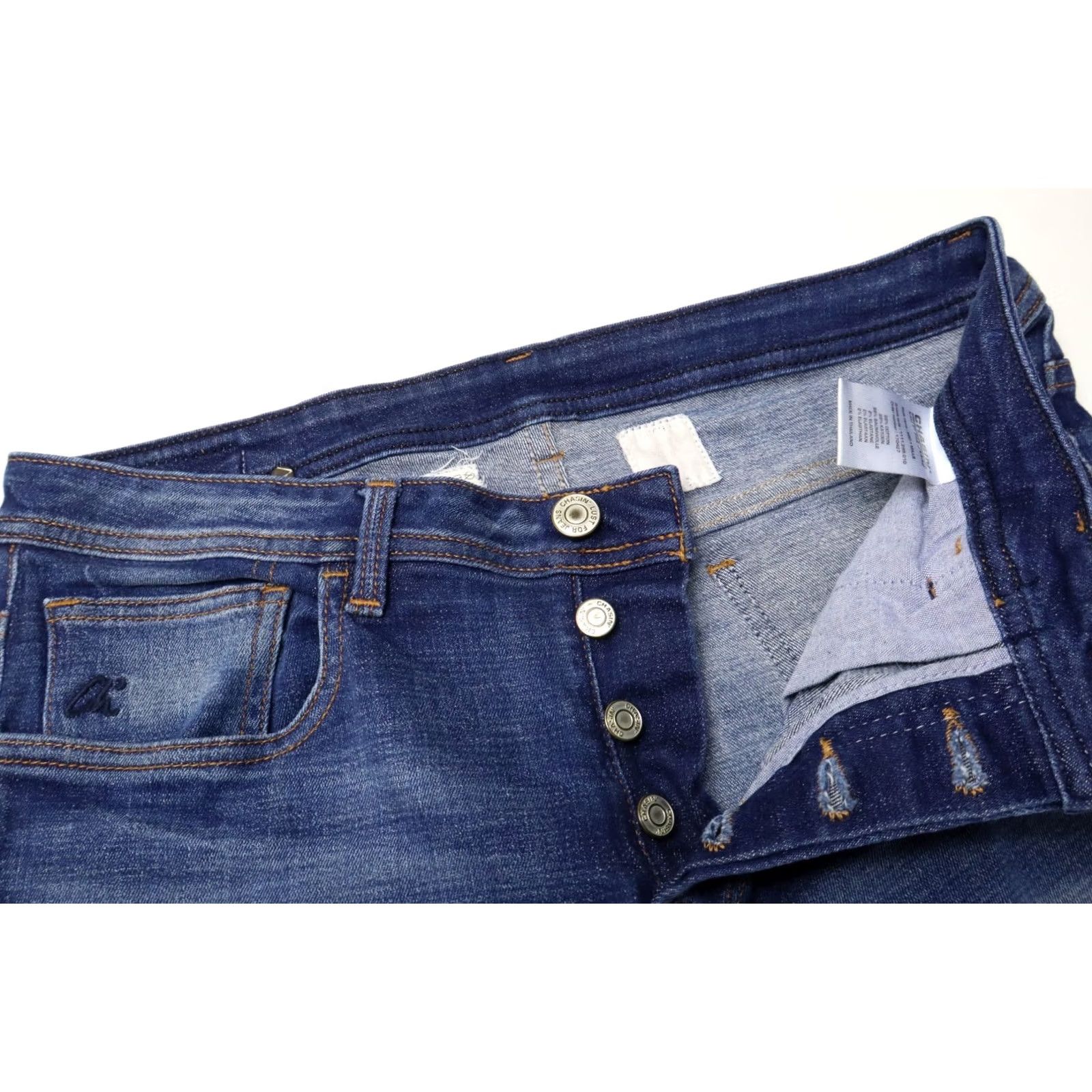 Vintage CHASIN Ego Mils Jeans Men's W32/L32 Blue Whiskers Faded Slim Fit Stretched Size US 32 / EU 48 - 4 Thumbnail