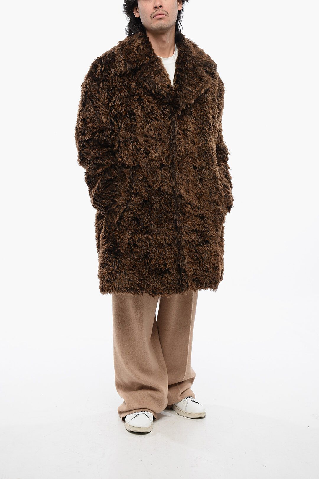 Jil Sander og1mm0625 Fuzzy Wool Coat in Brown Size US L / EU 52-54 / 3 - 4 Thumbnail