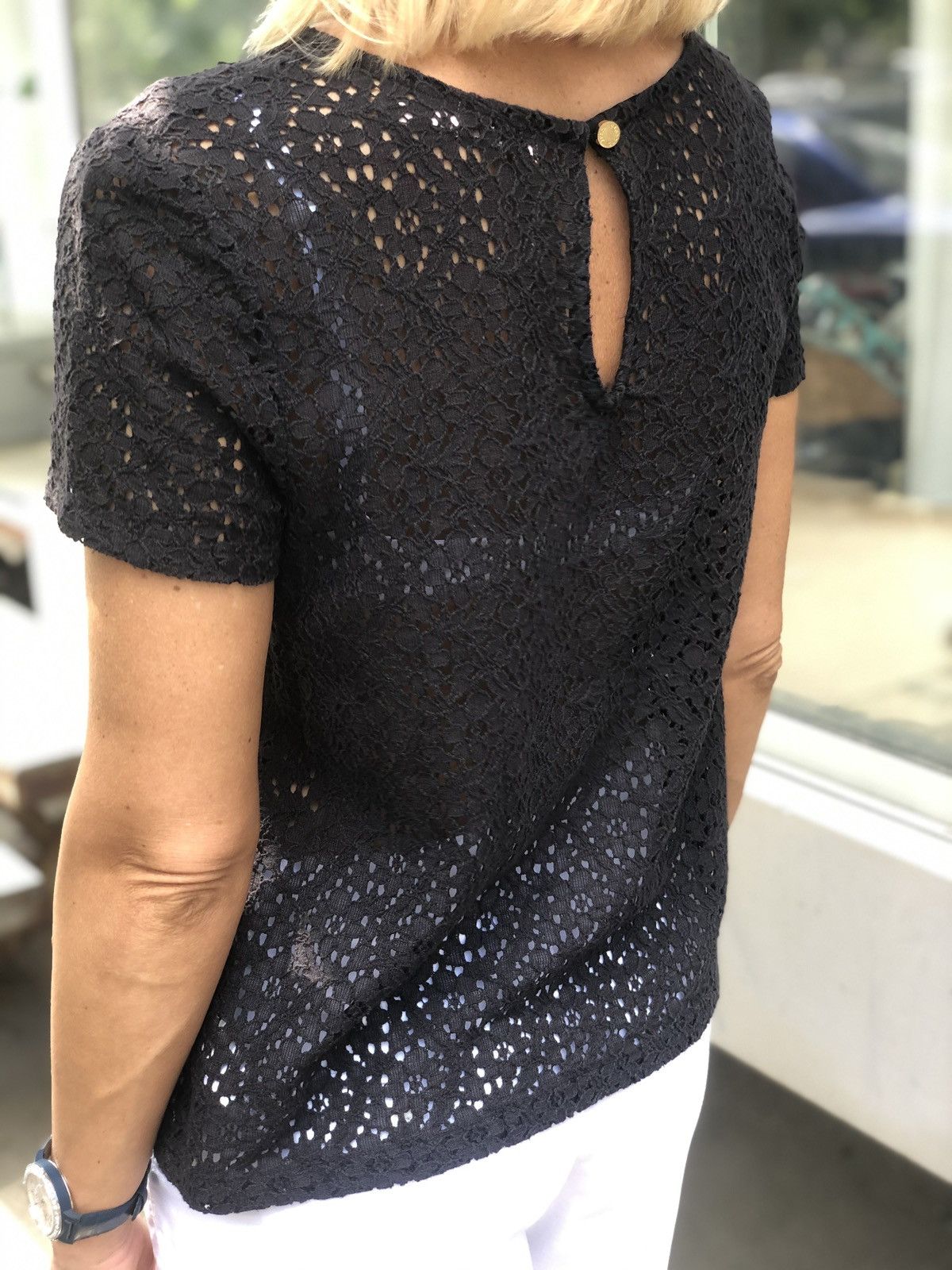 Juicy Couture Juicy Couture Navy Lace Blouse with Bow Size M / US 6-8 / IT 42-44 - 11 Thumbnail