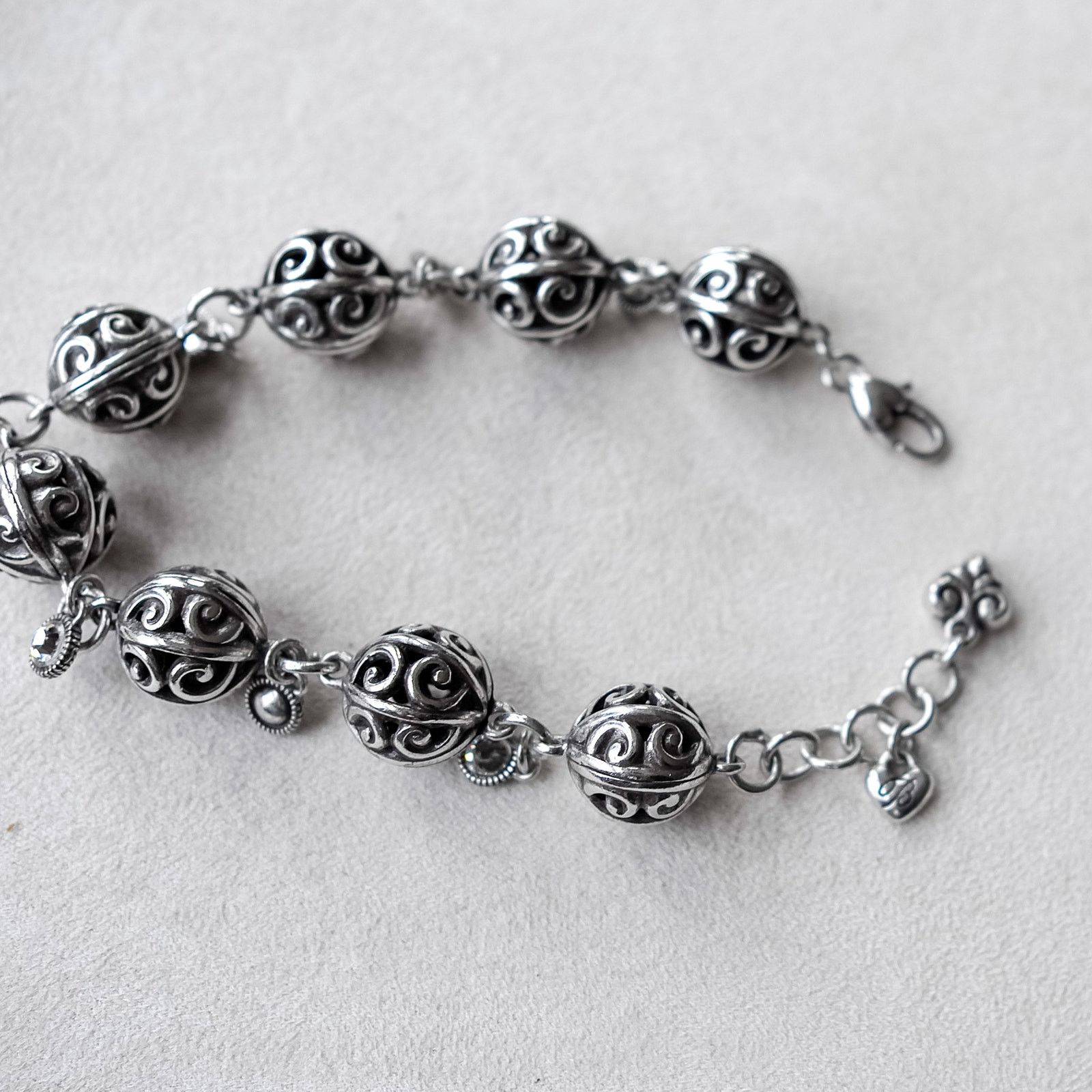 Brighton Brighton Silver Ball Crystal Bracelet Filigree Scrolled Size ONE SIZE - 5 Thumbnail