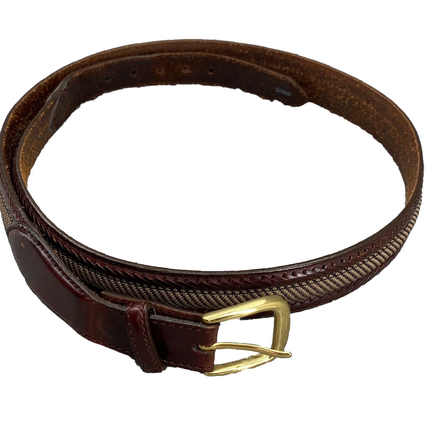 Brighton Brighton Leather Camden Canvas Belt Men Brown Size 42 Knit Brass Buckle Corpcore Belt Size ONE SIZE - 3 Thumbnail