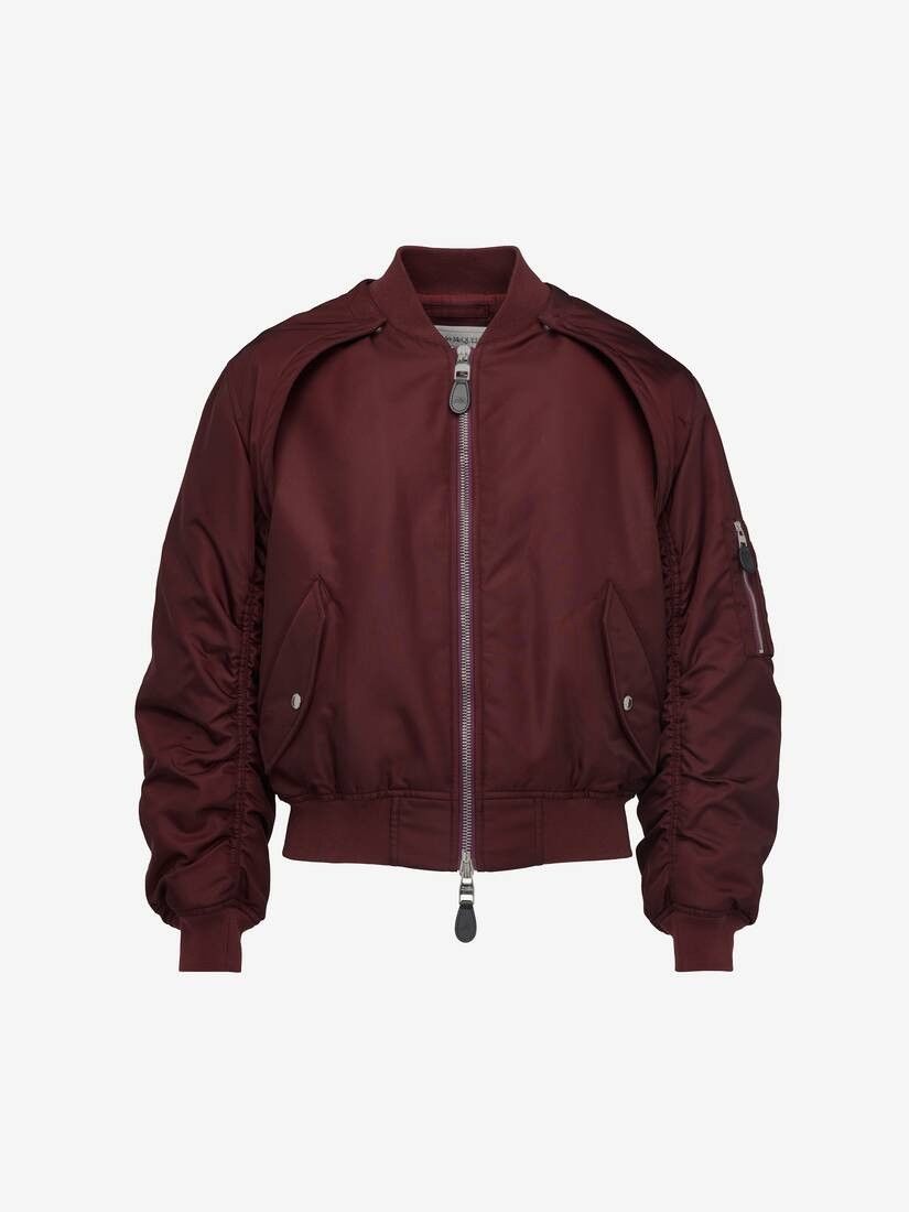 Alexander McQueen o1w1db10725 Detachable Sleeve Bomber Jacket in Bordeaux Size US M / EU 48-50 / 2 - 1 Thumbnail