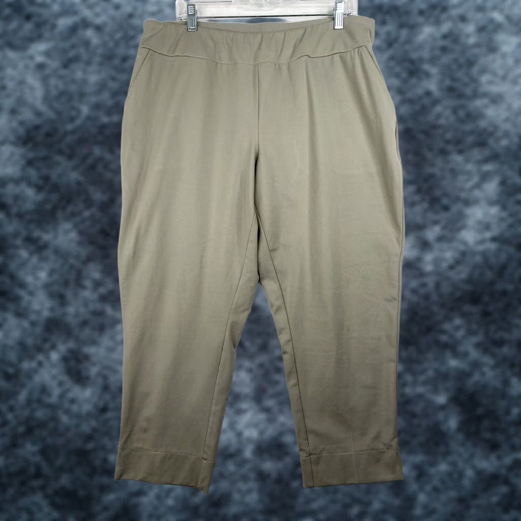 Vintage Zac & Rachel Pants Womens 1X Tan Pull On Crop Wide-Leg Pockets Beach Casual Size 25" / US 0 / IT 36 - 1 Thumbnail
