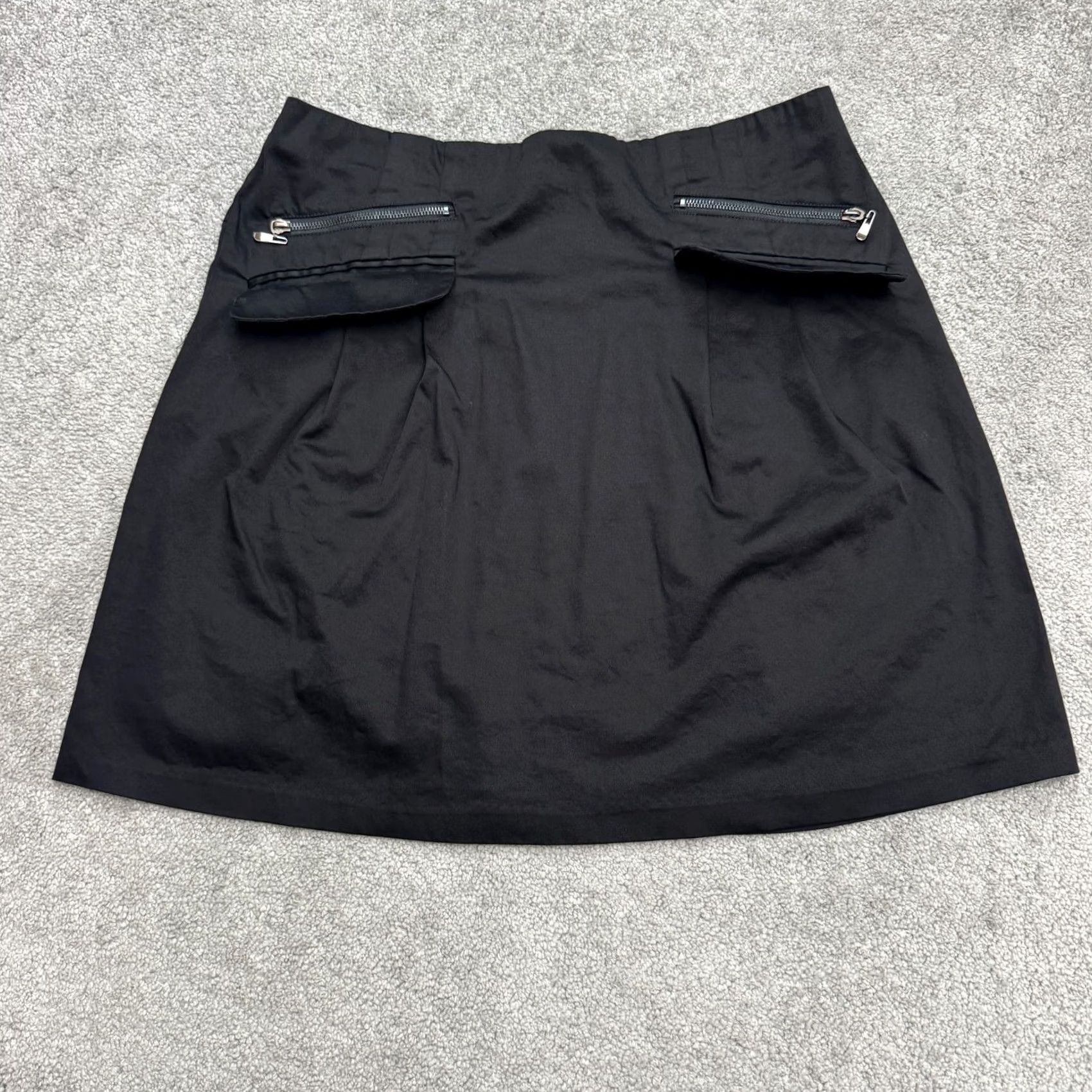 Vintage Zoe D. Pleated A-Line Mini Skirt Womens L Black Zipped Pockets Stretch Skirt Womens L Black Mini Pockets Zipper Fitted Vintage: No Size 36" / US 14 / IT 50 - 2 Thumbnail