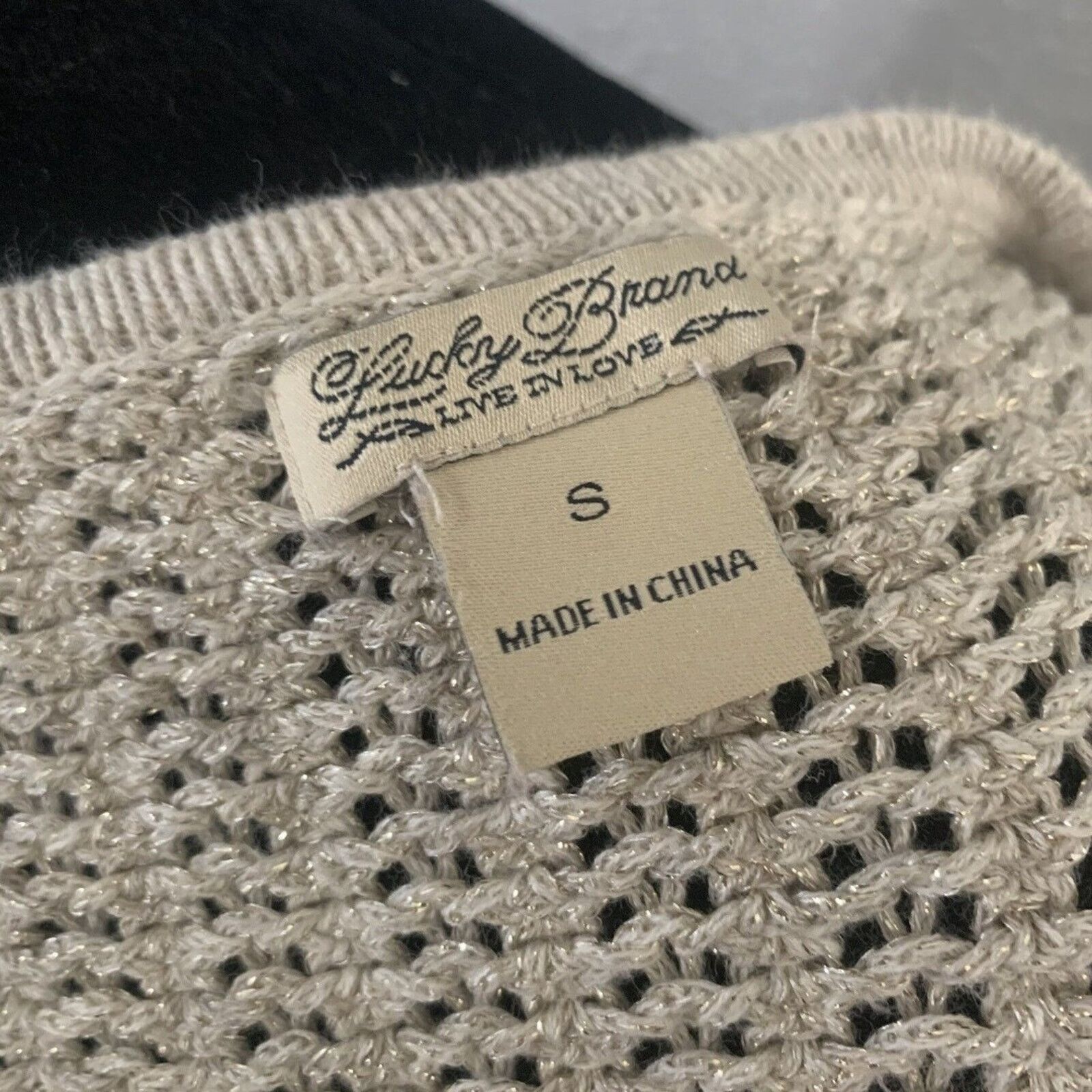 Lucky Brand Lucky Brd Sweater Sm Beige Metallic Gold Long Sleeve Acrylic Size S / US 4 / IT 40 - 8 Thumbnail