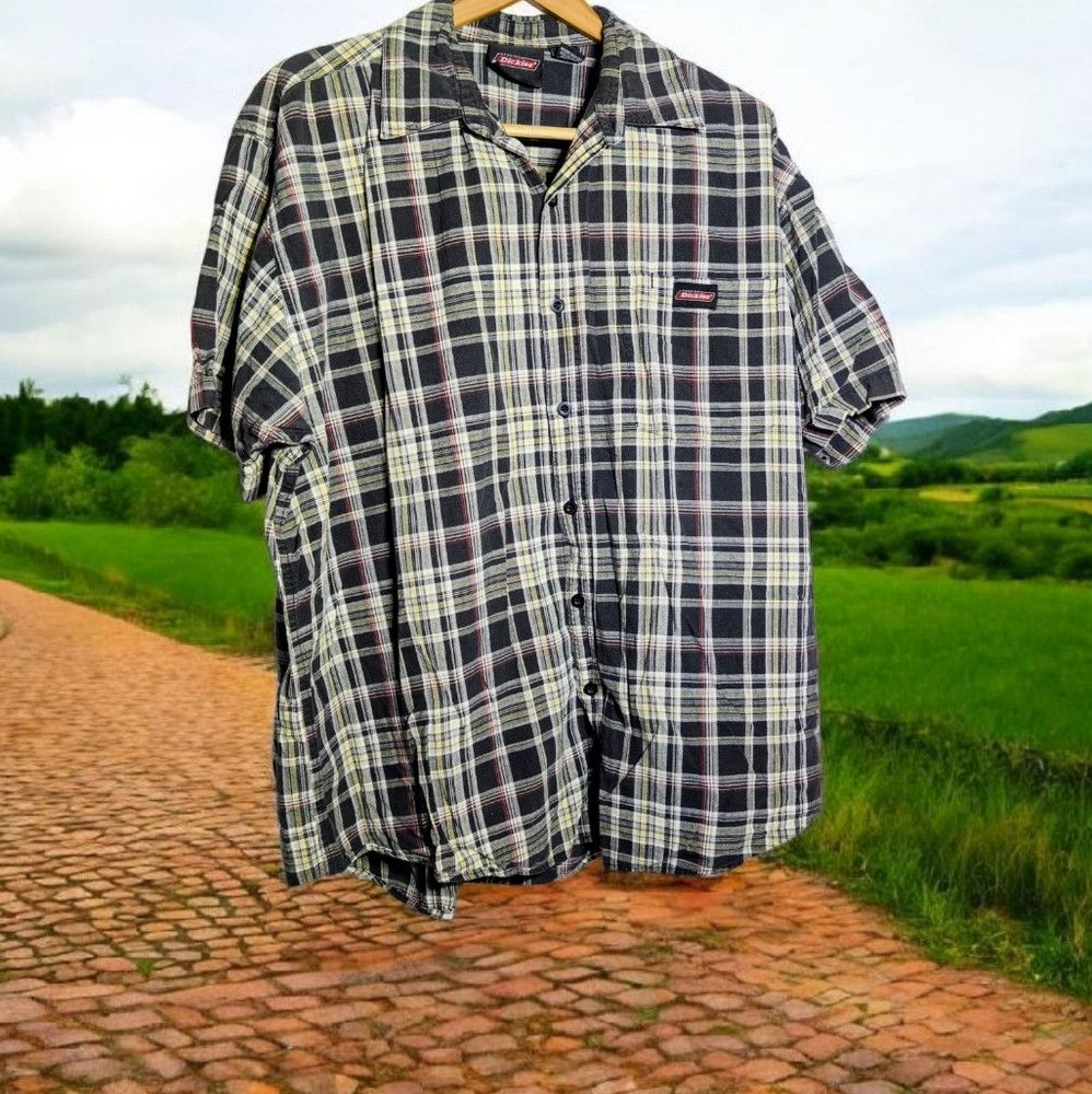 Dickies Dickies Black Gray Red Sz 2XL Casual Button Down Shirt Size US XXL / EU 58 / 5 - 1 Thumbnail