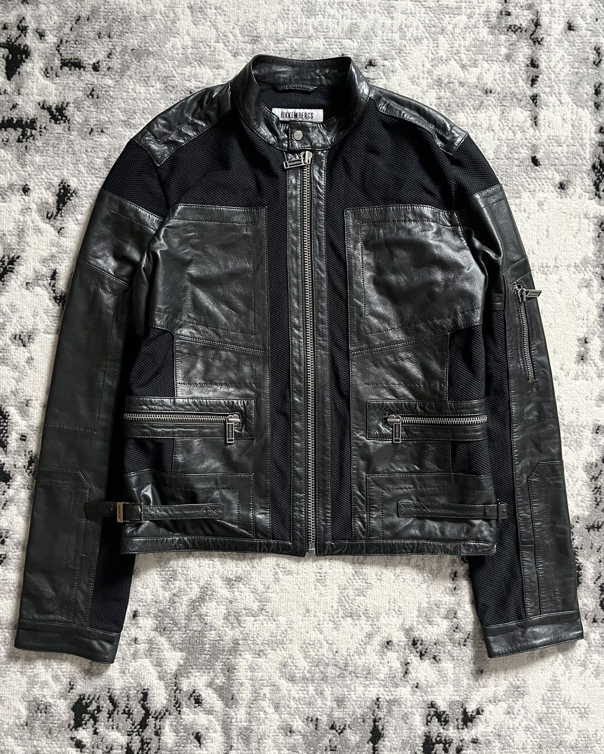 image of Archival Clothing x Dirk Bikkembergs 00S Dirk Bikkembergs Black Hybrid Leather Jacket (Size Large)