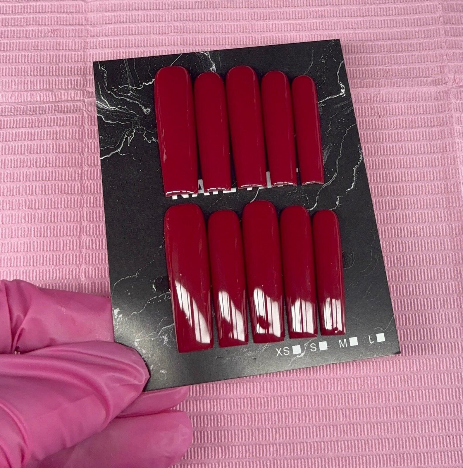Handmade Extra long square Press on nails solid color gel handmade Size ONE SIZE - 6 Thumbnail