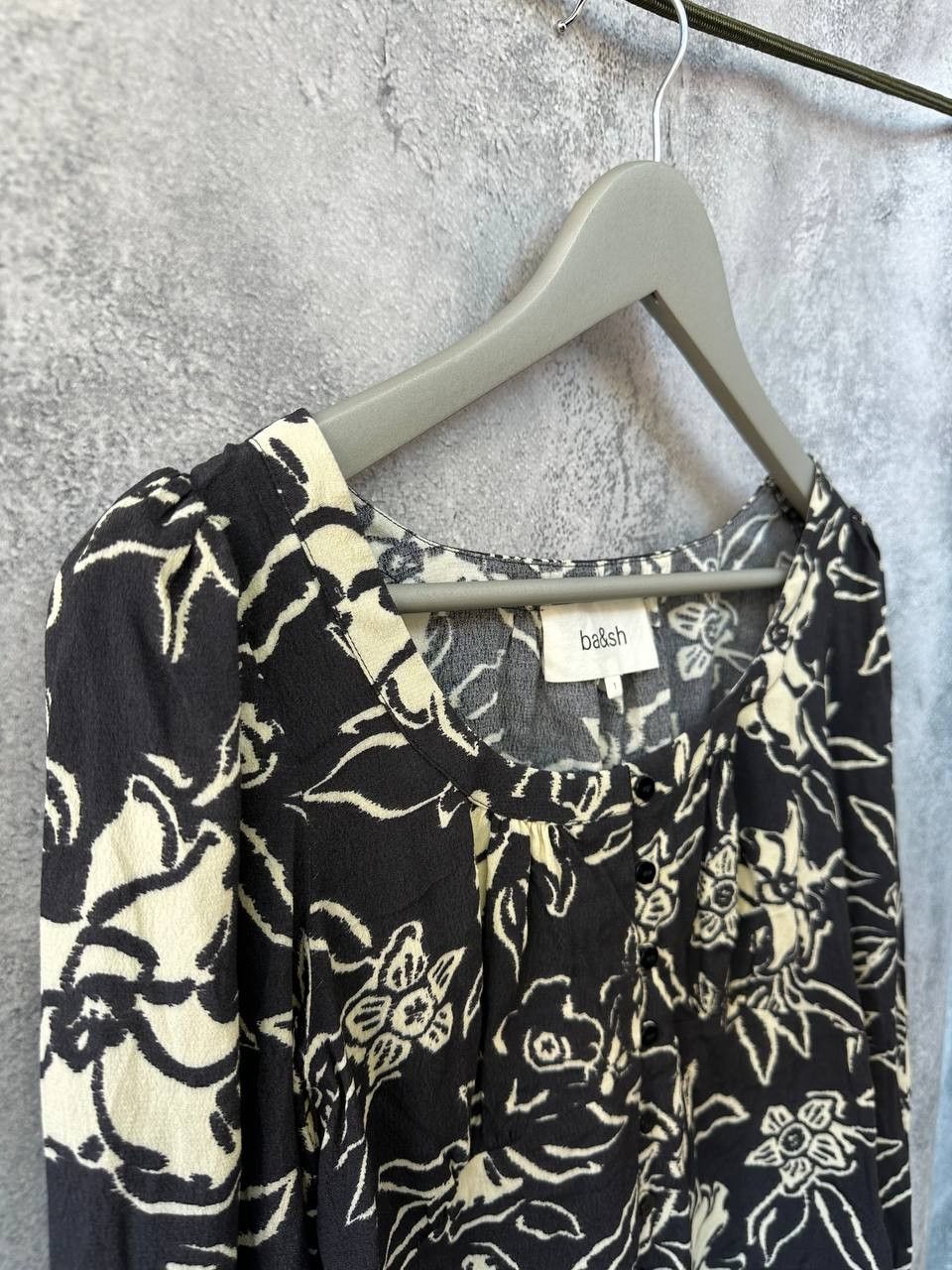ba&sh RRP 150€ BA&SH Gathered Floral-Print Crepe Blouse Button Size S / US 4 / IT 40 - 4 Thumbnail