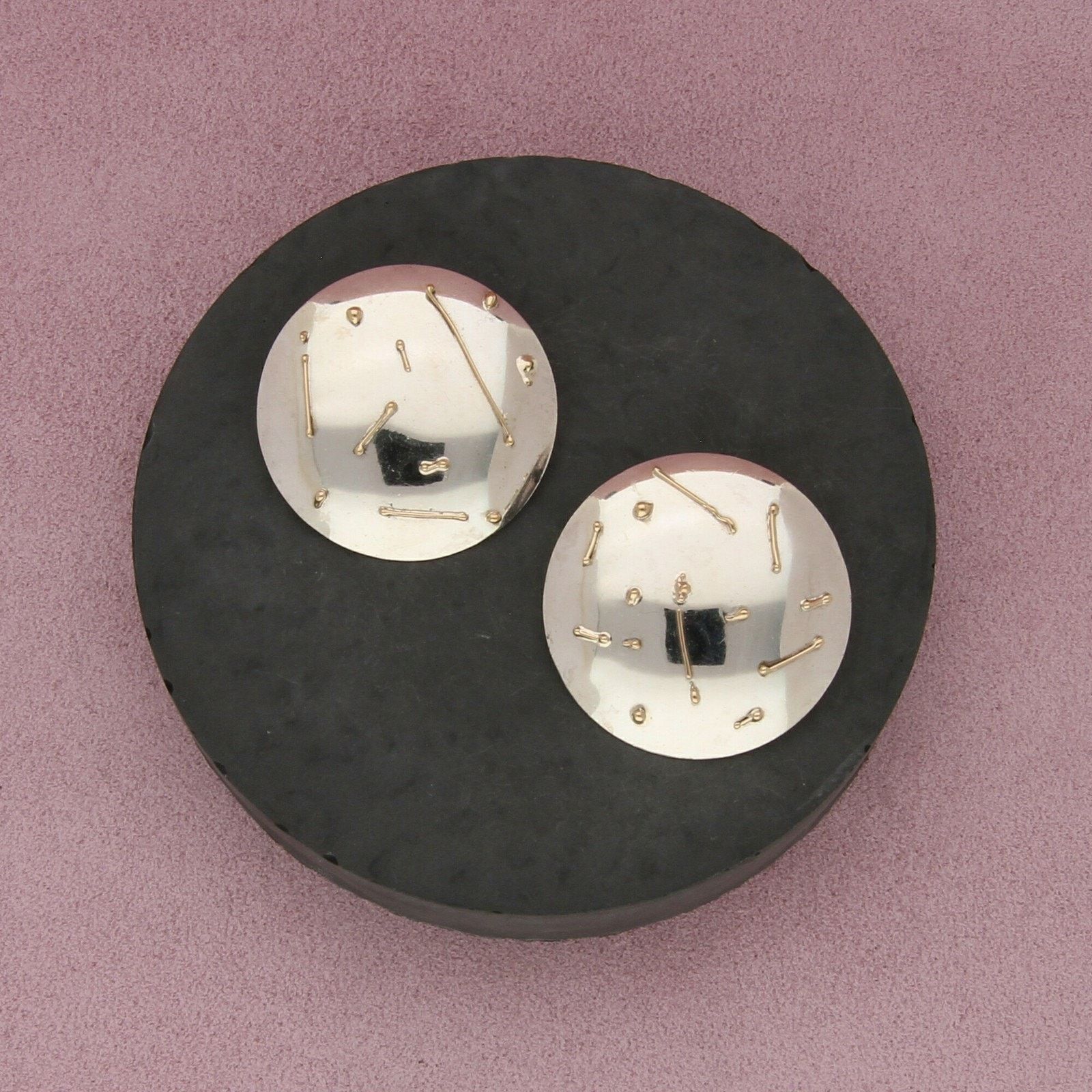 Sterling Silver sterling silver & 14k gold artisan crafted disc earrings Size ONE SIZE - 1 Thumbnail