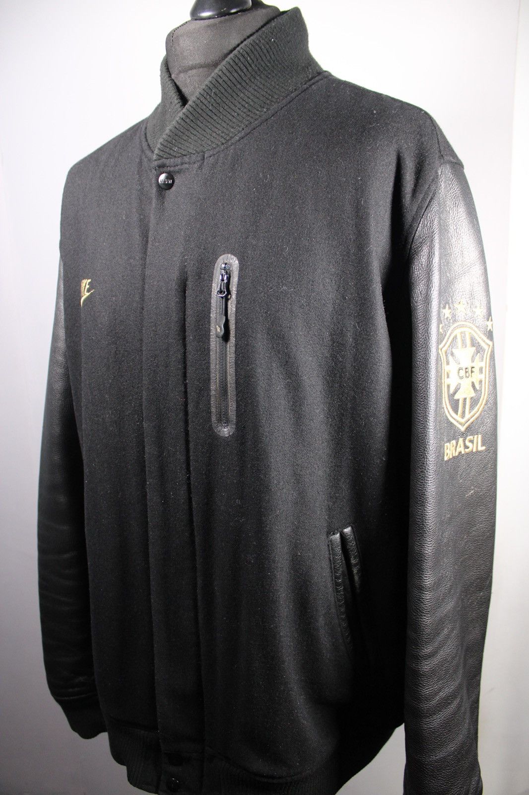 image of Nike Brazil Destroyer Bomber in Black, Men's (Size XL)