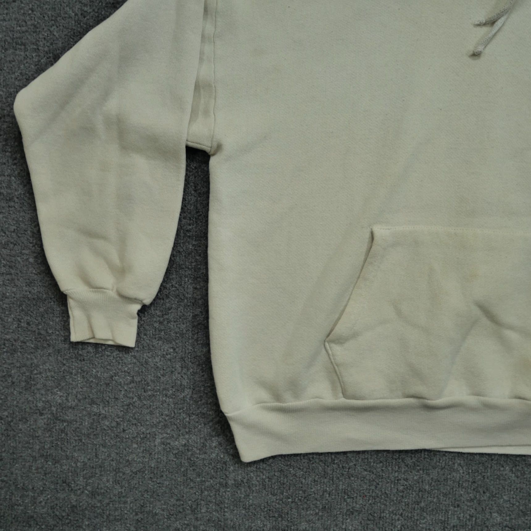 Vintage VINTAGE Bike Hoodie Mens Large L Ivory White Distressed Pullover Blank 80s 90s Logo Pocket Sweatshirt Size US L / EU 52-54 / 3 - 3 Thumbnail