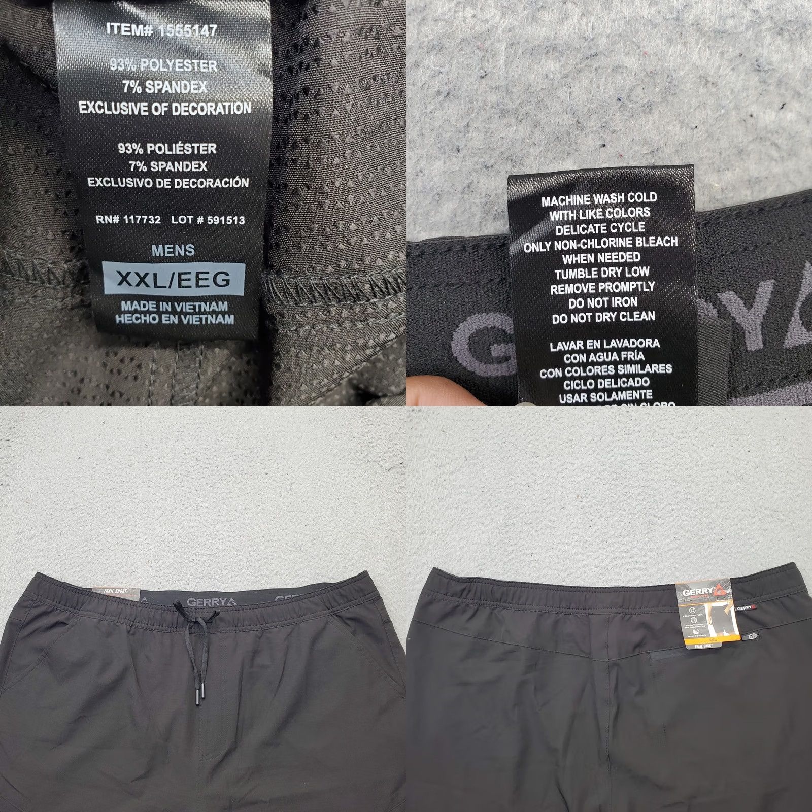 Vintage Gerry Men's XXL Black AthleticFit 4-Way Stretch Drawstring Waistband Trail Shorts Size US 39 - 8 Thumbnail
