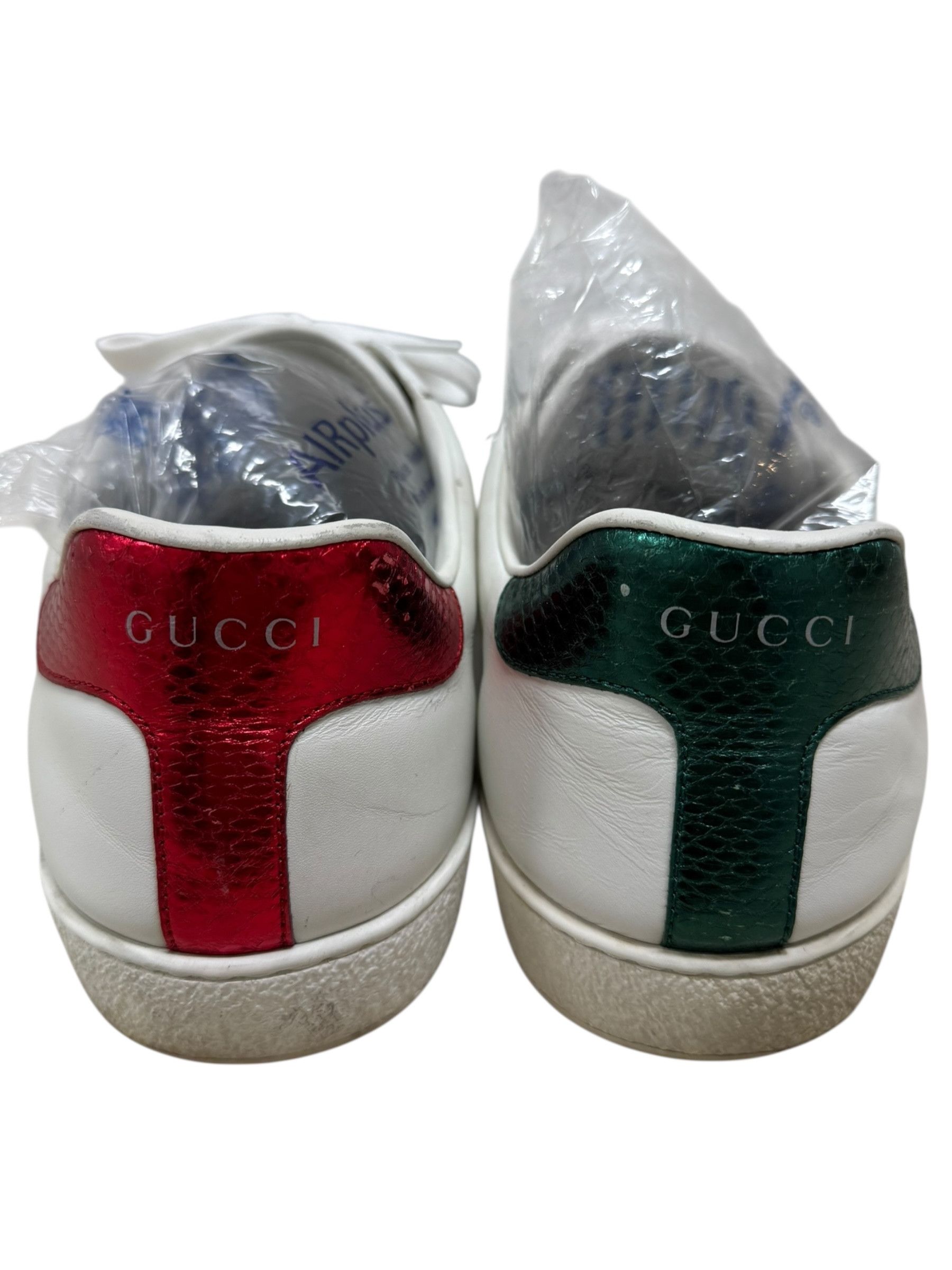 Gucci Gucci White Bee Green & Red Striped Ace Sneakers Size US 12 / EU 45 - 4 Thumbnail
