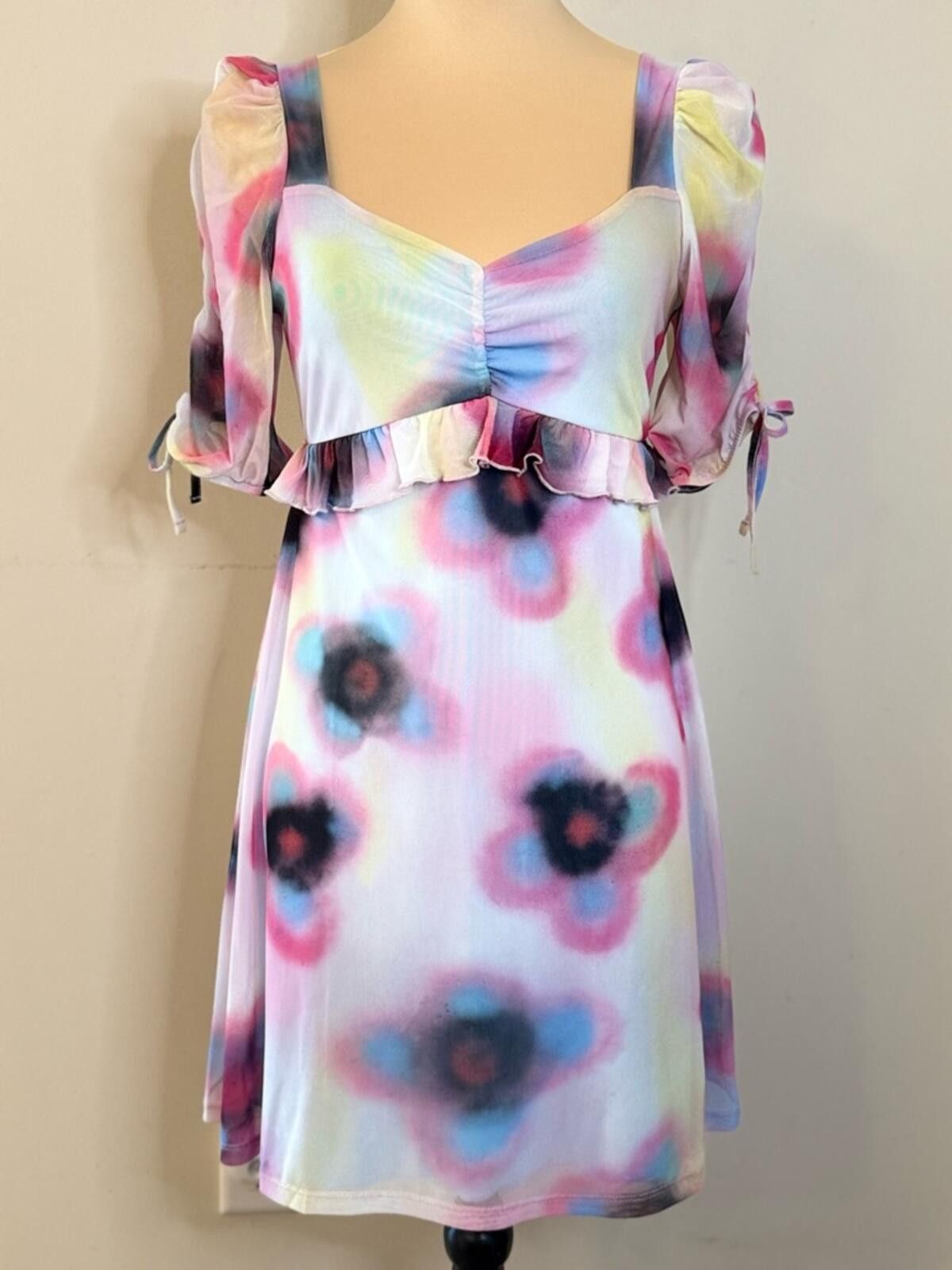 Topshop TOPSHOP mesh floral ruffled midi dress pastel dainty SZ 8-10 Size M / US 6-8 / IT 42-44 - 5 Thumbnail