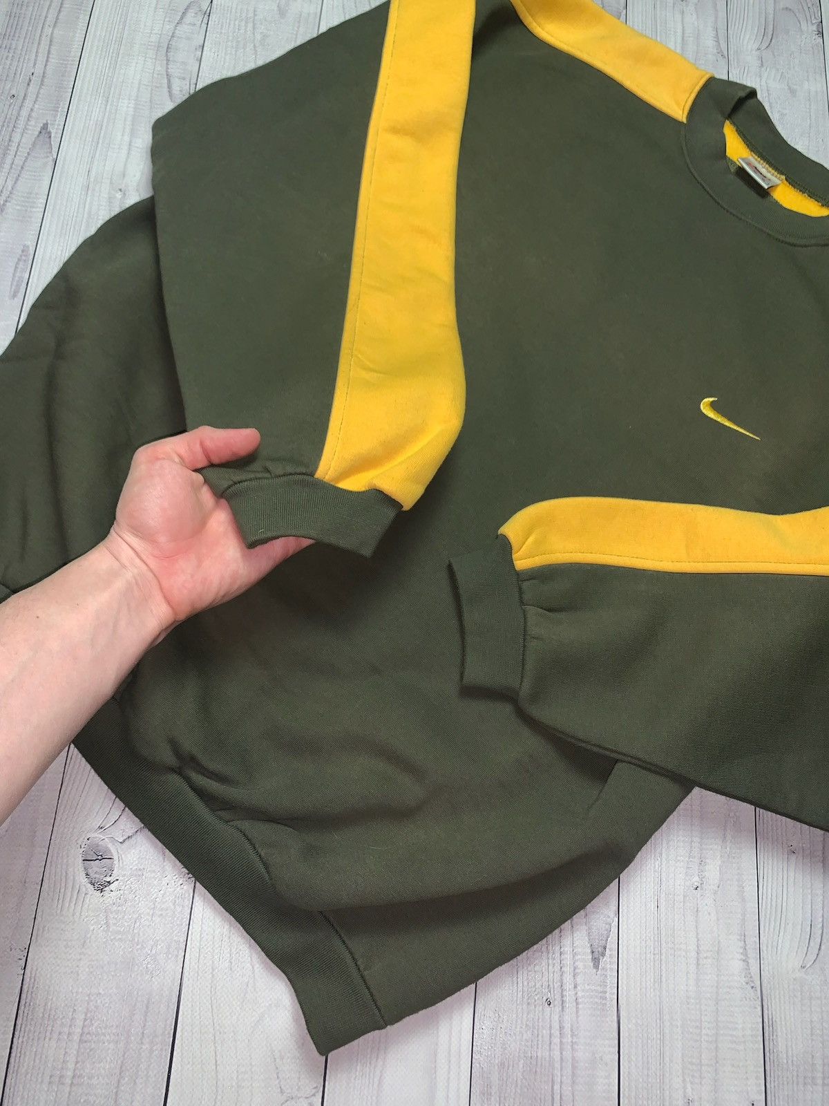 Nike × Vintage Vintage sweatshirt Nike swoosh USA Khaki size XL Size US XL / EU 56 / 4 - 6 Thumbnail