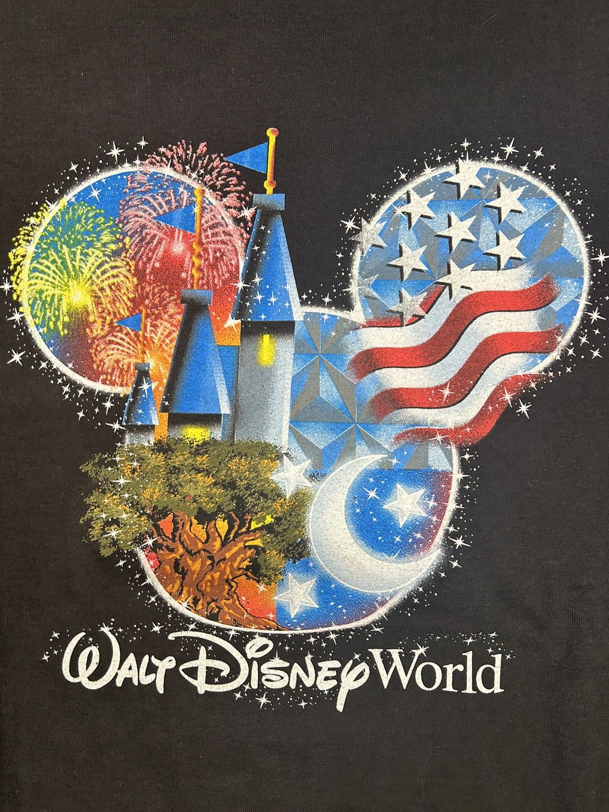 Disney Crazy Vintage Y2K Walt Disney World Black Graphic Tee Shirt Size US L / EU 52-54 / 3 - 2 Thumbnail