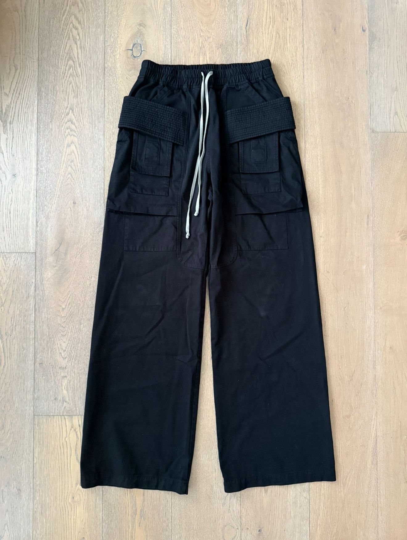 Rick Owens Rick Owens DRKSHDW SS21 Creatch Wide Black Cargo Pants Size US 32 / EU 48 - 1 Thumbnail