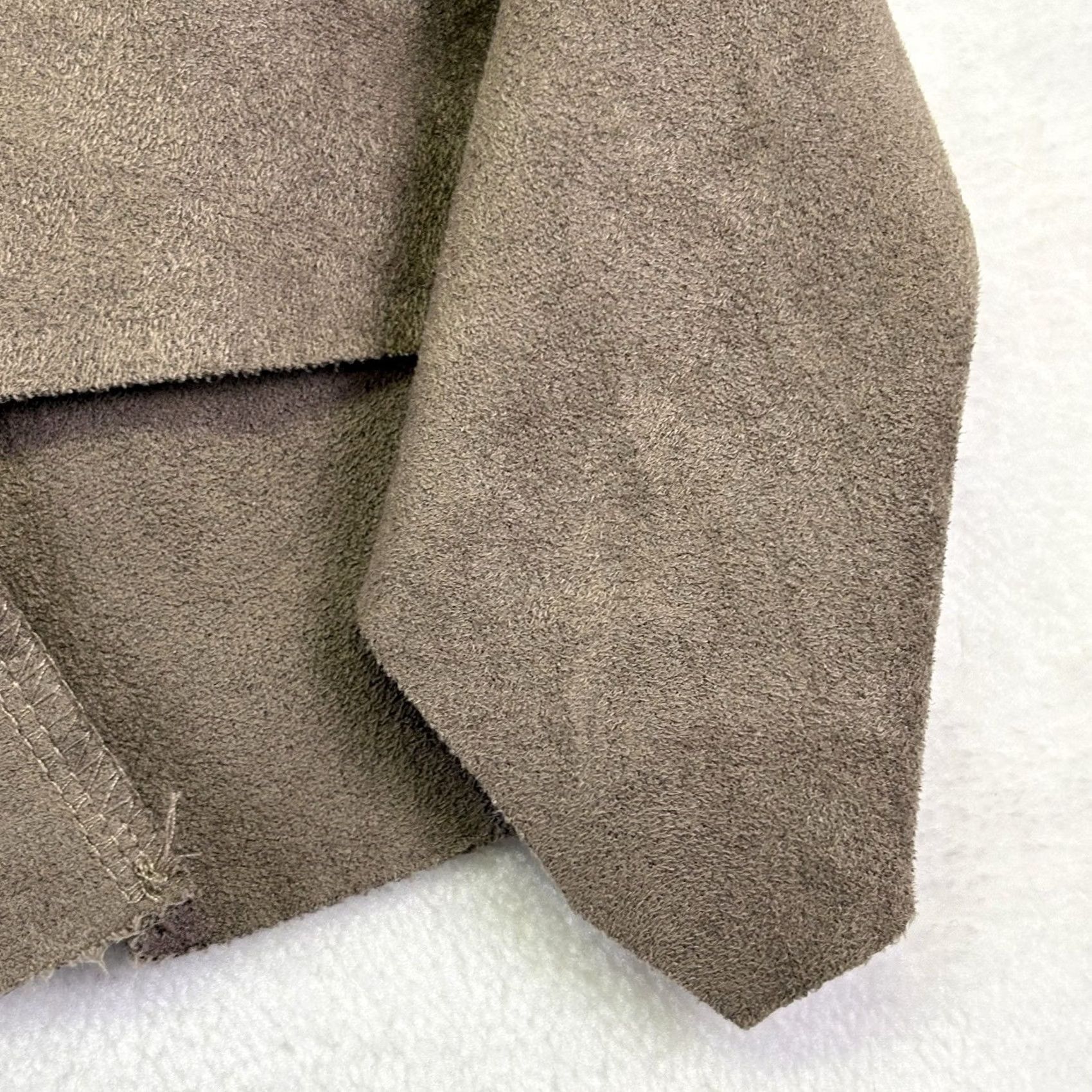 Vintage DO + BE Cardigan Brown S Faux Suede Waterfall Draped Open Front High Low Size S / US 4 / IT 40 - 6 Thumbnail