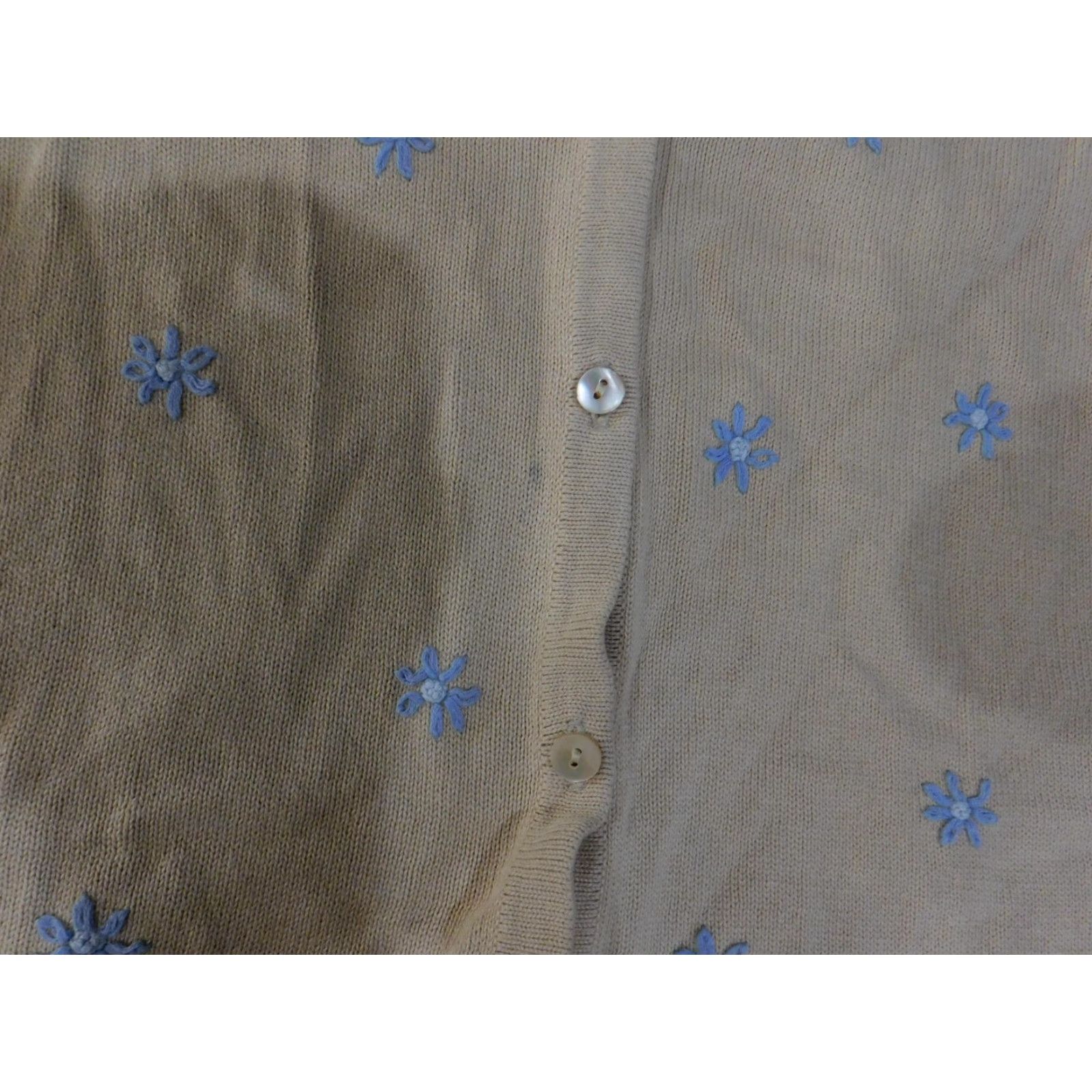 Ann Taylor Ann Taylor Cardigan Womens Medium Beige Floral Embroidered Button-Up Sweater Size M / US 6-8 / IT 42-44 - 5 Thumbnail