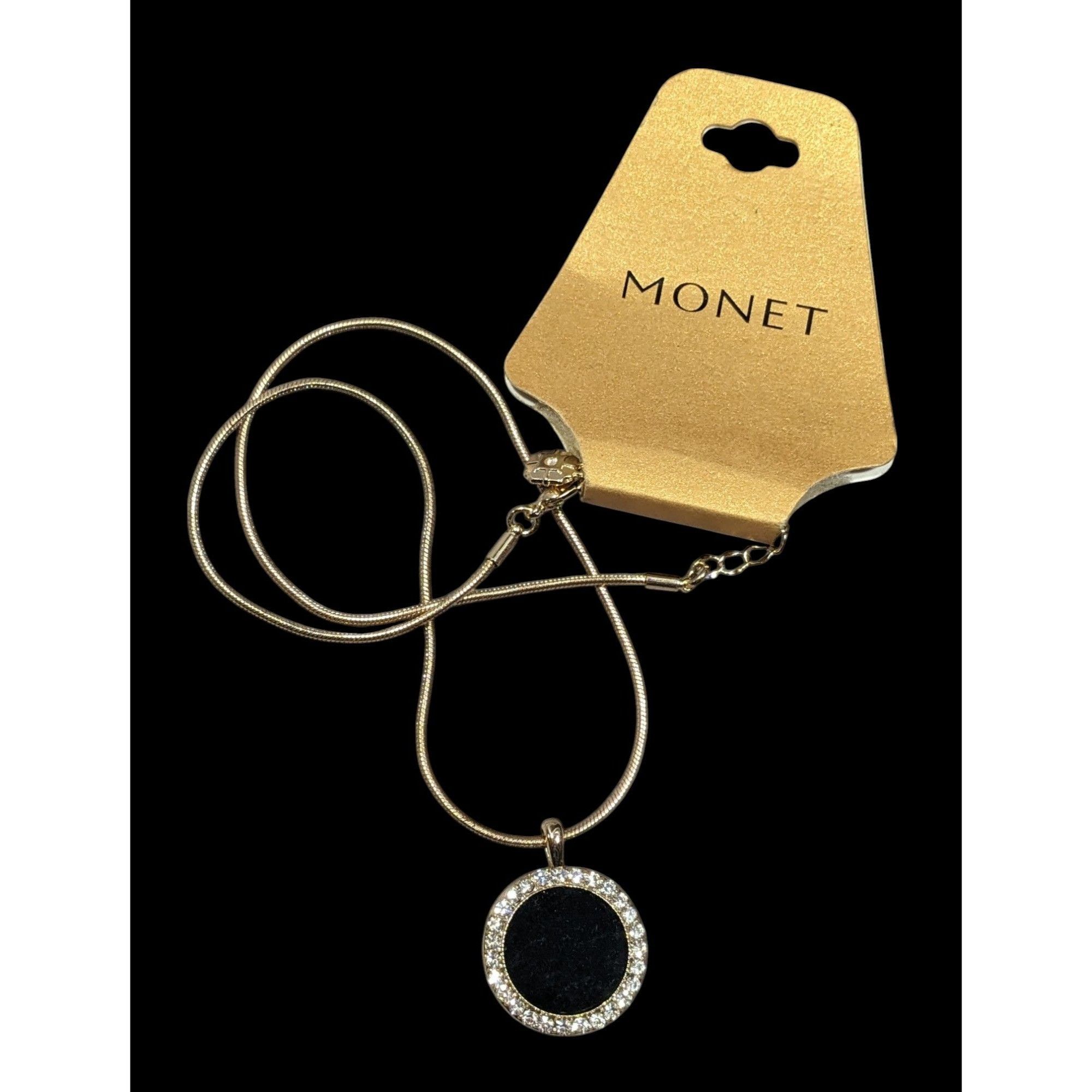 Monet Monet Social Tower Gold Tone Black Velvet Pendant Necklace Size ONE SIZE - 1 Thumbnail