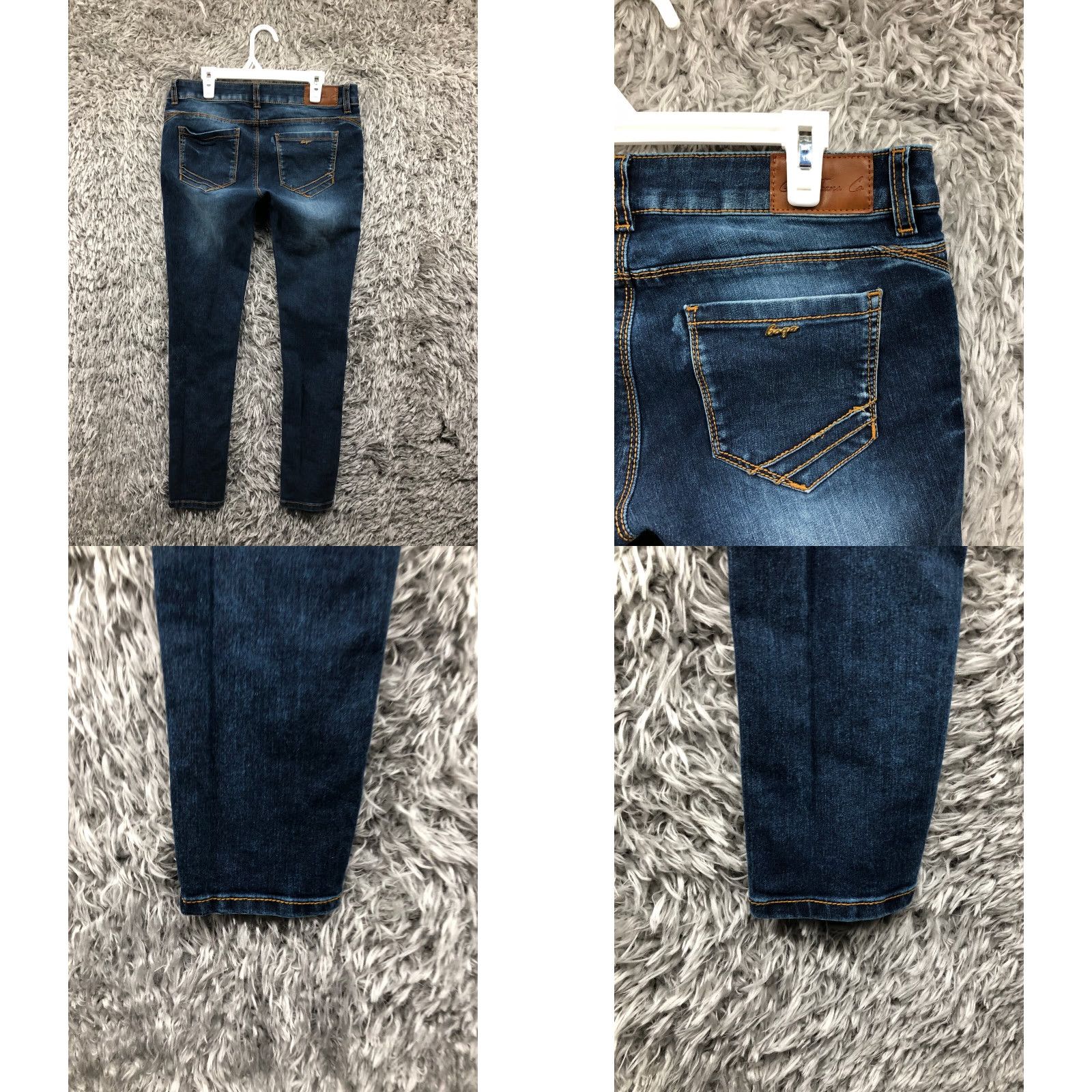 Denime Goga Jeans Skinny Womens Junior Size 11 Mid Rise Dark Blue Denim 5-Pocket Comfort Pockets Belt Loops Size 32" / US 10 / IT 46 - 8 Thumbnail