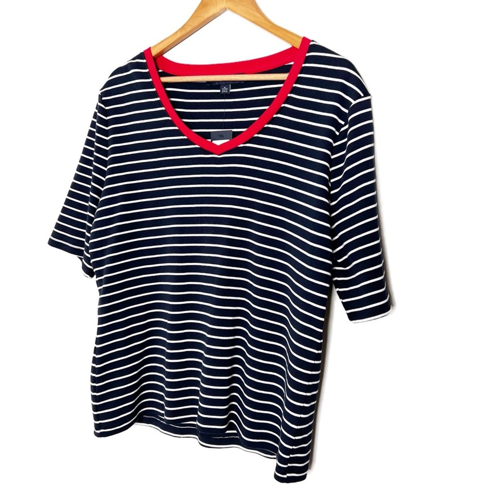 Tommy Hilfiger New with Tag Women's Tommy Hilfiger Navy Striped T-Shirt Size XL / US 12-14 / IT 48-50 - 6 Thumbnail