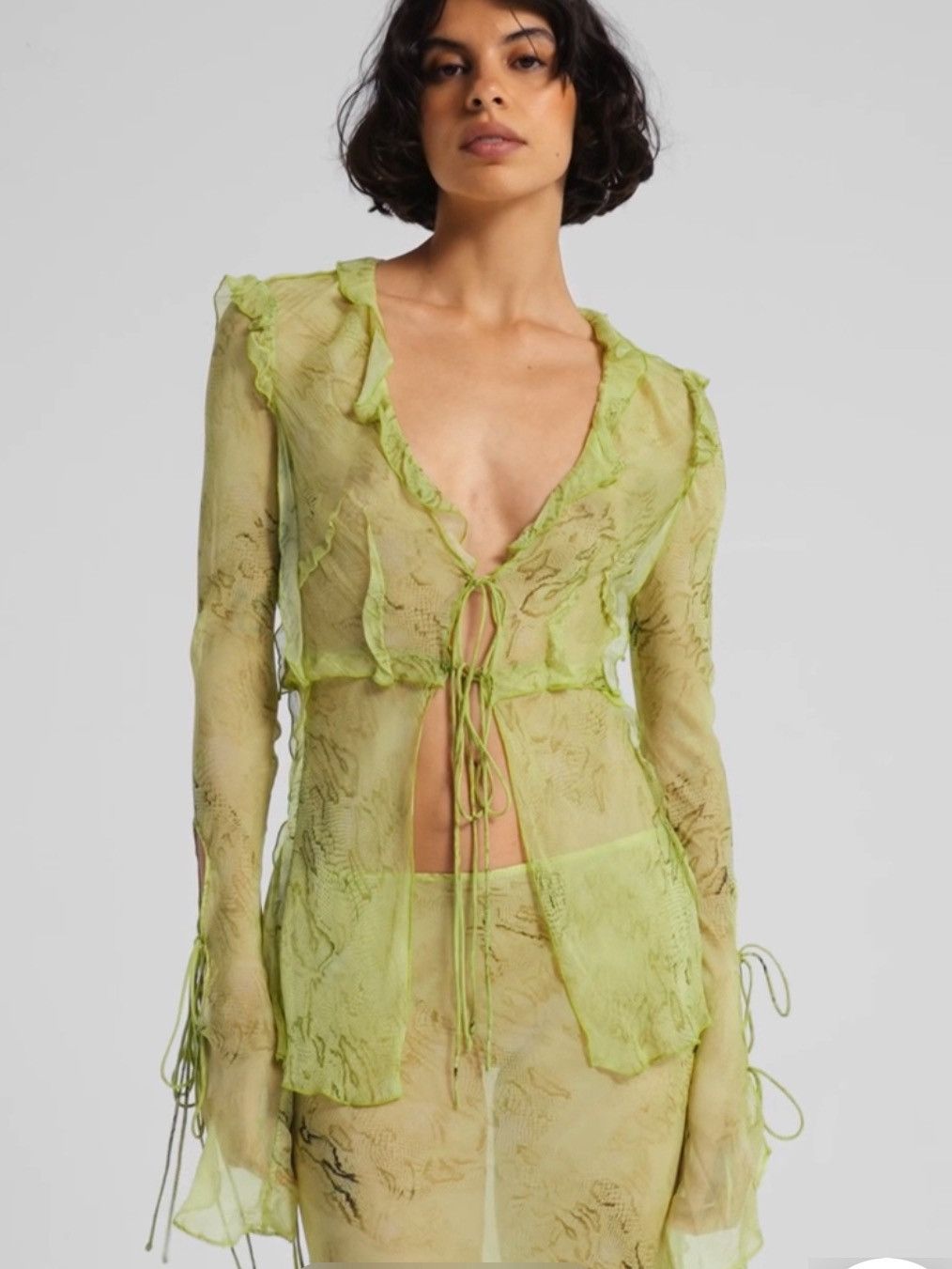 Designer Rat & Boa Cobra blouse Snake lime Size M / US 6-8 / IT 42-44 - 1 Thumbnail