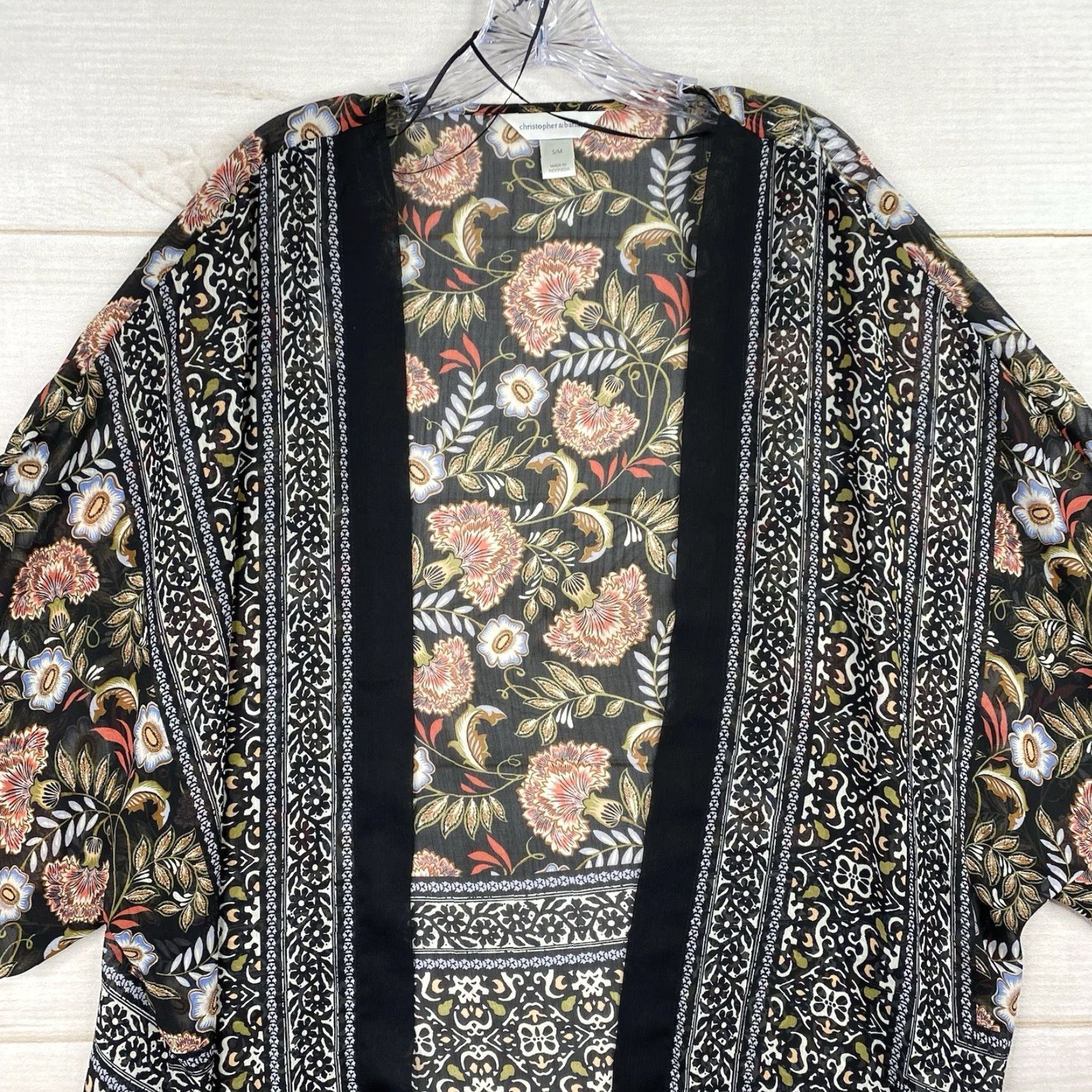 Vintage Christopher & Banks Kimono Top Womens S/M Floral Boho Sheer Shawl Cover Up Size M / US 6-8 / IT 42-44 - 2 Thumbnail