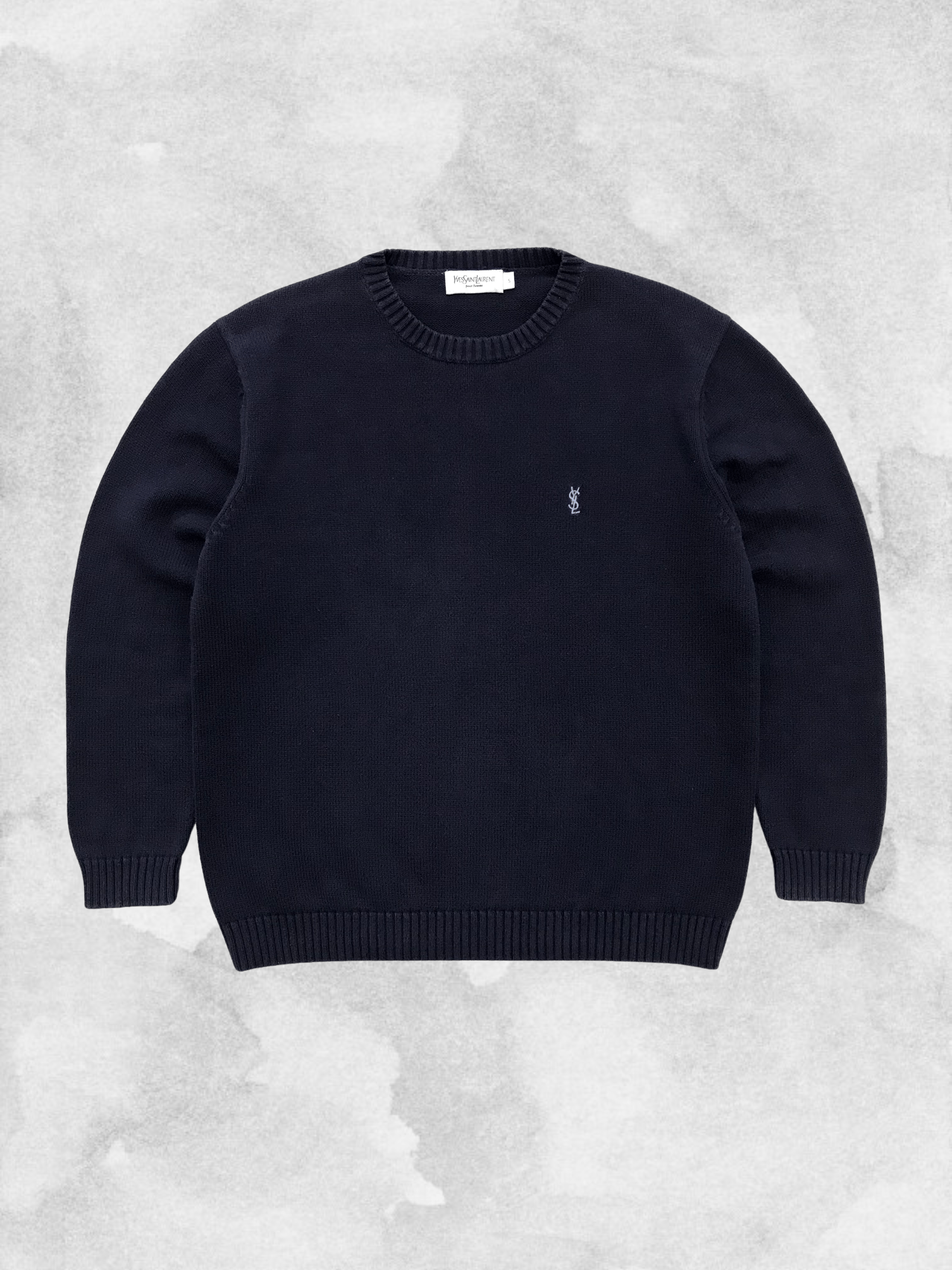 image of YVES Saint Laurent Vintage Sweater Knit Sweatshirt YSL in Navy, Men's (Size Small)