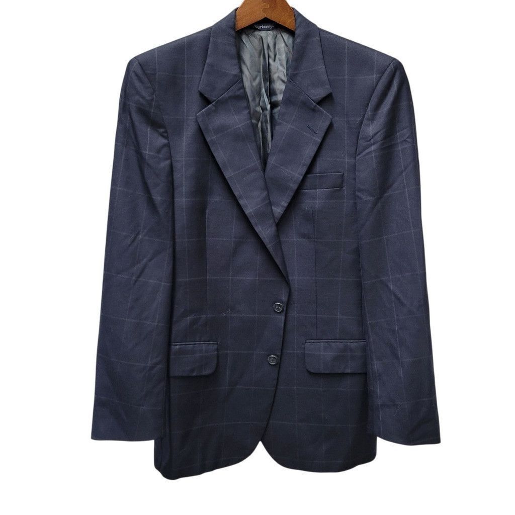 Burberry Burberry Men Navy Plaid 2-Button Center Vent Sport Coat 42R Size 42R - 2 Thumbnail
