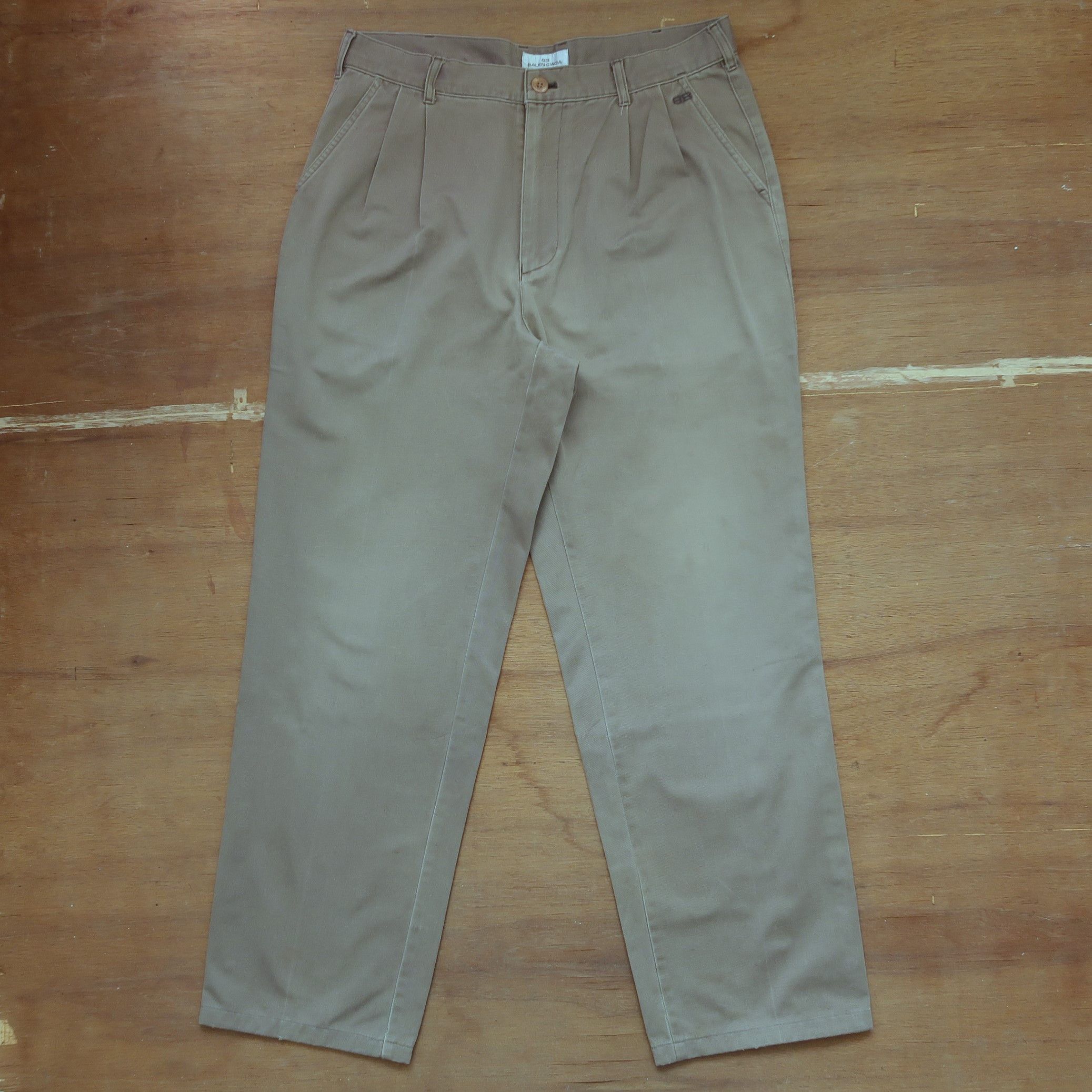 image of Vintage Balenciaga Paris Gray Green Casual Pants, Men's (Size 34)