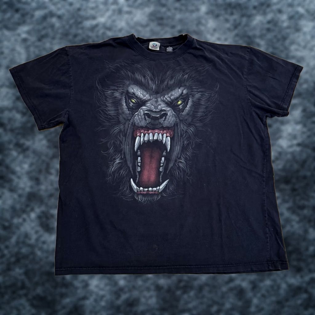 Liquid Blue Vtg Liquid Blue Werewolf Wolf Face T Shirt Size 4XL Black Short Sleeve Men’s Size US XXL / EU 58 / 5 - 1 Thumbnail