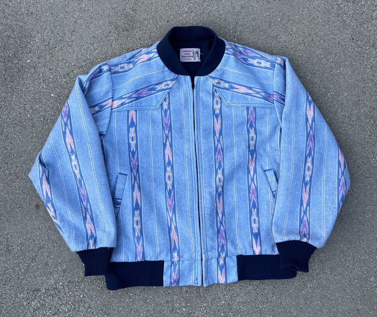 Other Vintage Saddle King Western Navajo Aztec Bomber Jacket Size US XL / EU 56 / 4 - 9 Thumbnail