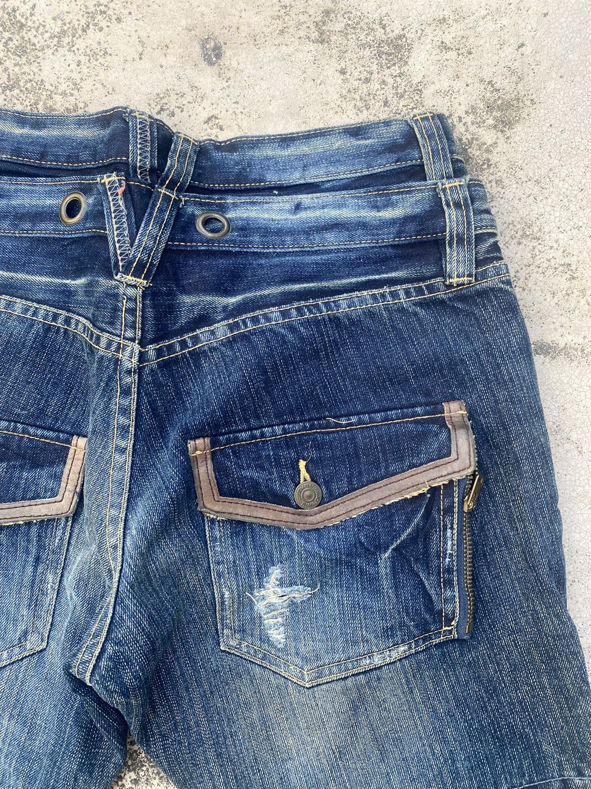 If Six Was Nine × Japanese Brand × PPFM PPFM Double Waist Distressed Zipper Denim Jeans Size US 31 - 15 Thumbnail