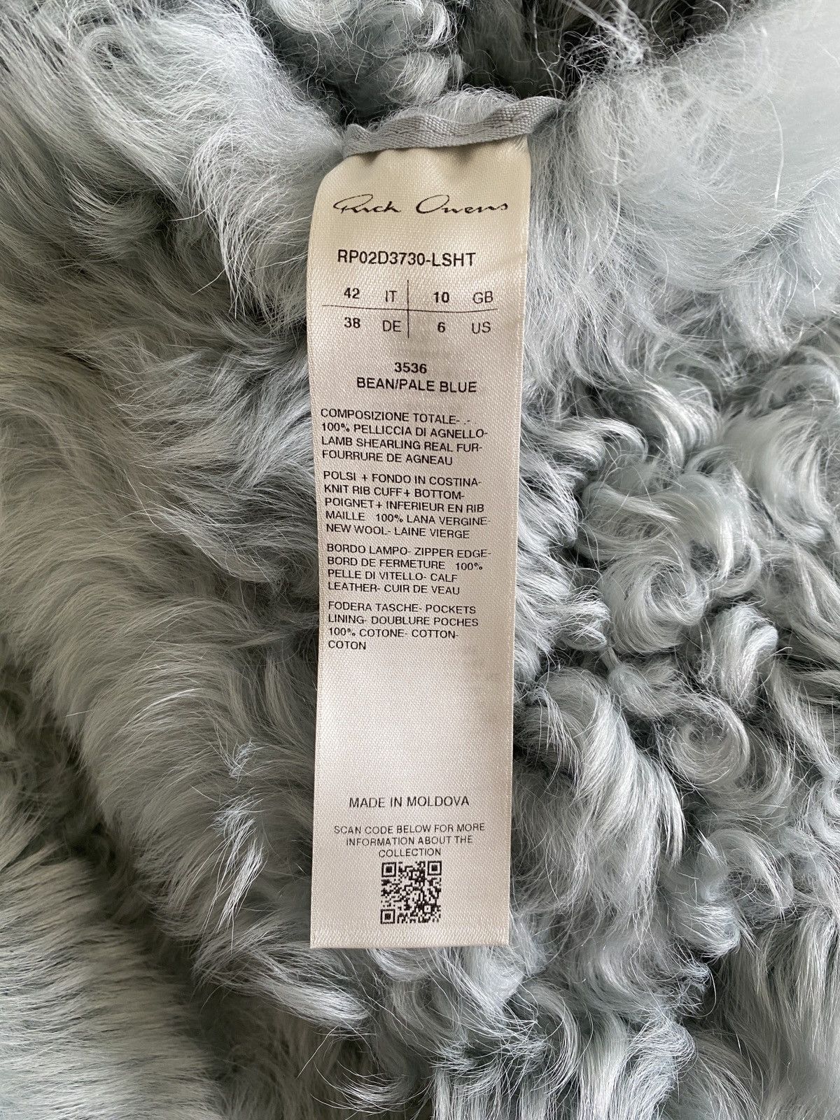 Rick Owens FW24 PORTERVILLE ALICE PARKA IN BLUE TOSCANA SHEARLING Size US M / EU 48-50 / 2 - 7 Thumbnail