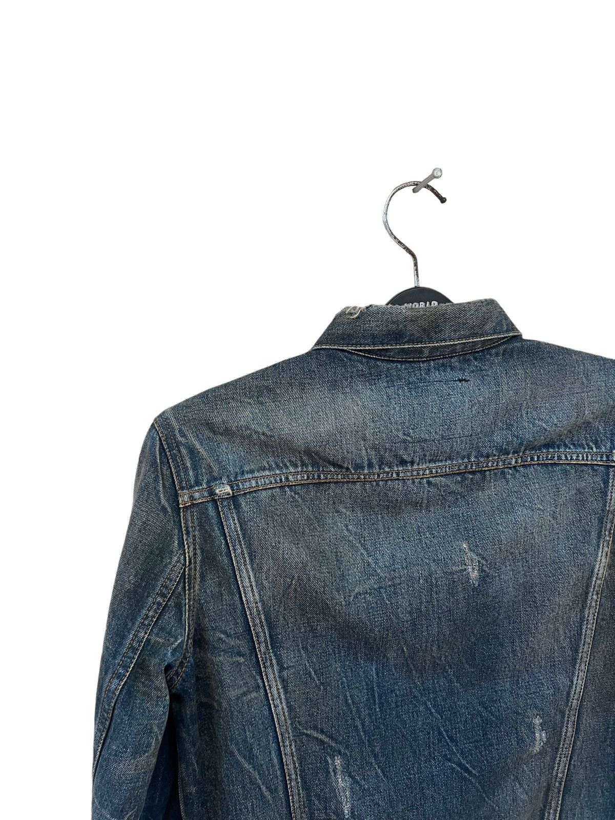 R13 R13 Italy Distressed Waxed Denim Trucker Jacket Type 3 Size US XS / EU 42 / 0 - 15 Thumbnail