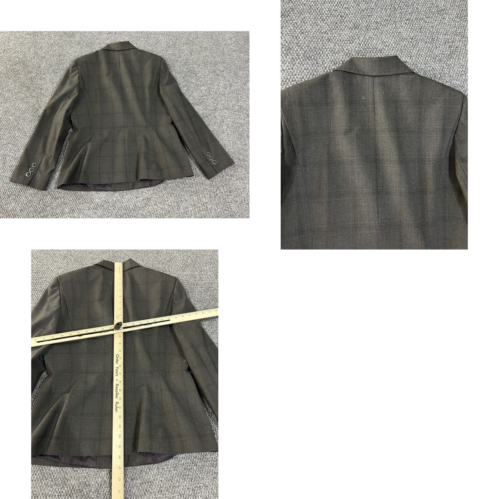 Vintage Tahari Blazer Womens 12P Gray Plaid Wool Blazer Jacket Business Slim Long Sleeve Button Vintage? No. Size XL / US 12-14 / IT 48-50 - 8 Thumbnail