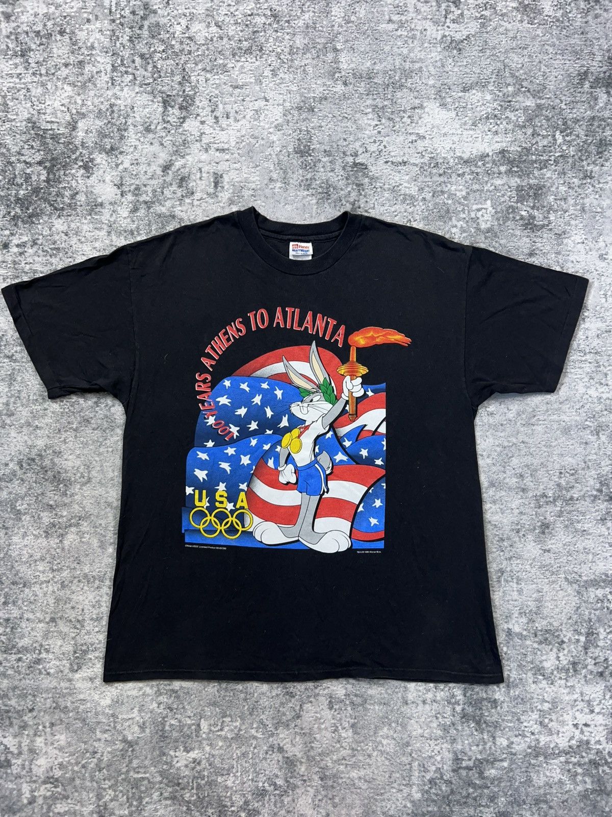Vintage Vintage 90s Looney Tunes USA Olympics Single Stitch Shirt Size US XL / EU 56 / 4 - 7 Thumbnail