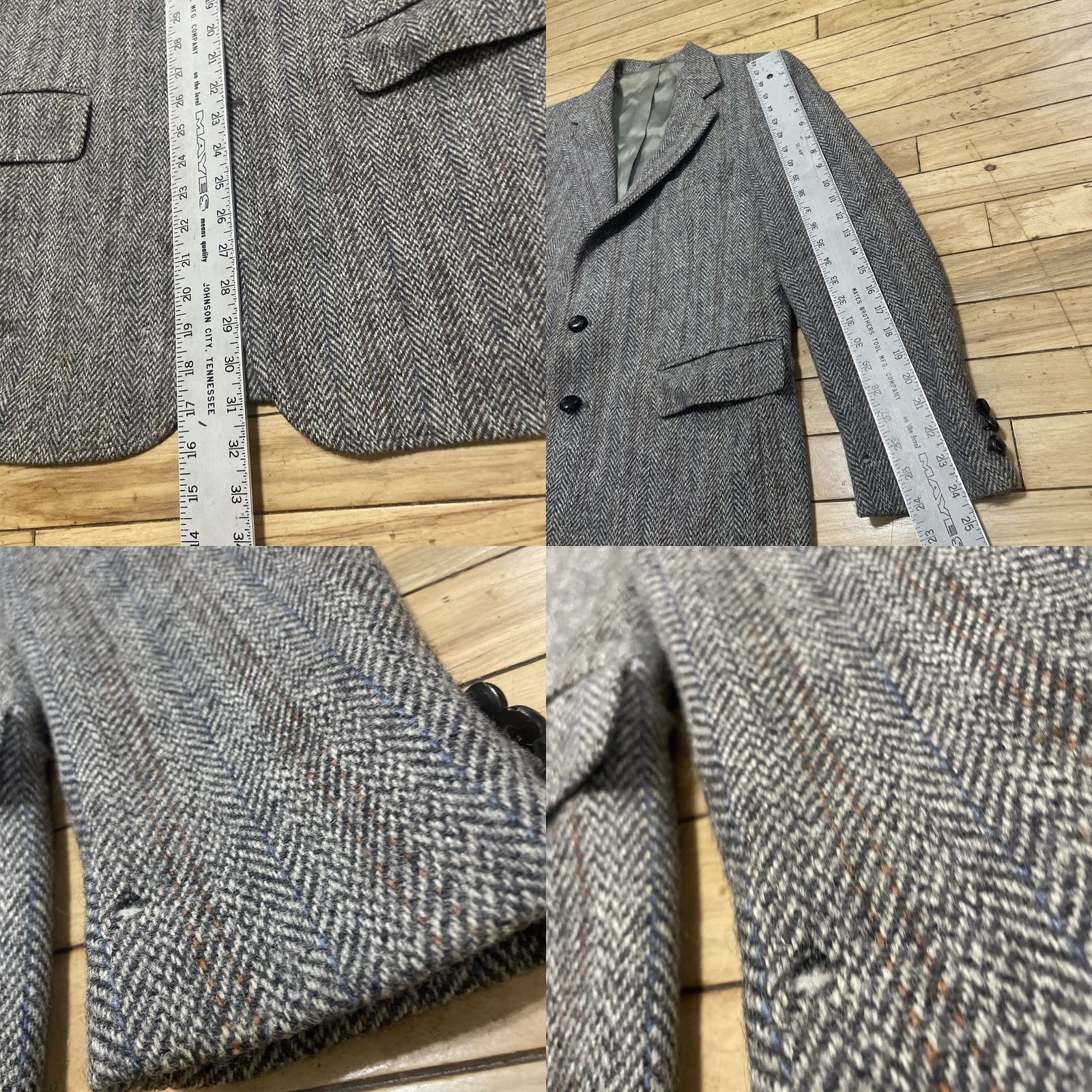 Harris Tweed VINTAGE Harris Tweed Sport Coat Men 40 Gray Herringbone Wool 2 Piece Single-Breasted Notch Lapel 1960s USA Brown/Blue/Orange Stripe Mens Size US XXS / EU 40 - 9 Thumbnail