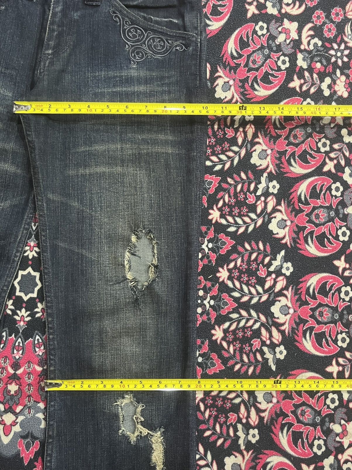 BUFFALO BOBS Vintage Buffalo Bobs Dark Washed Distressed Flare Jeans Size US 29 - 14 Thumbnail