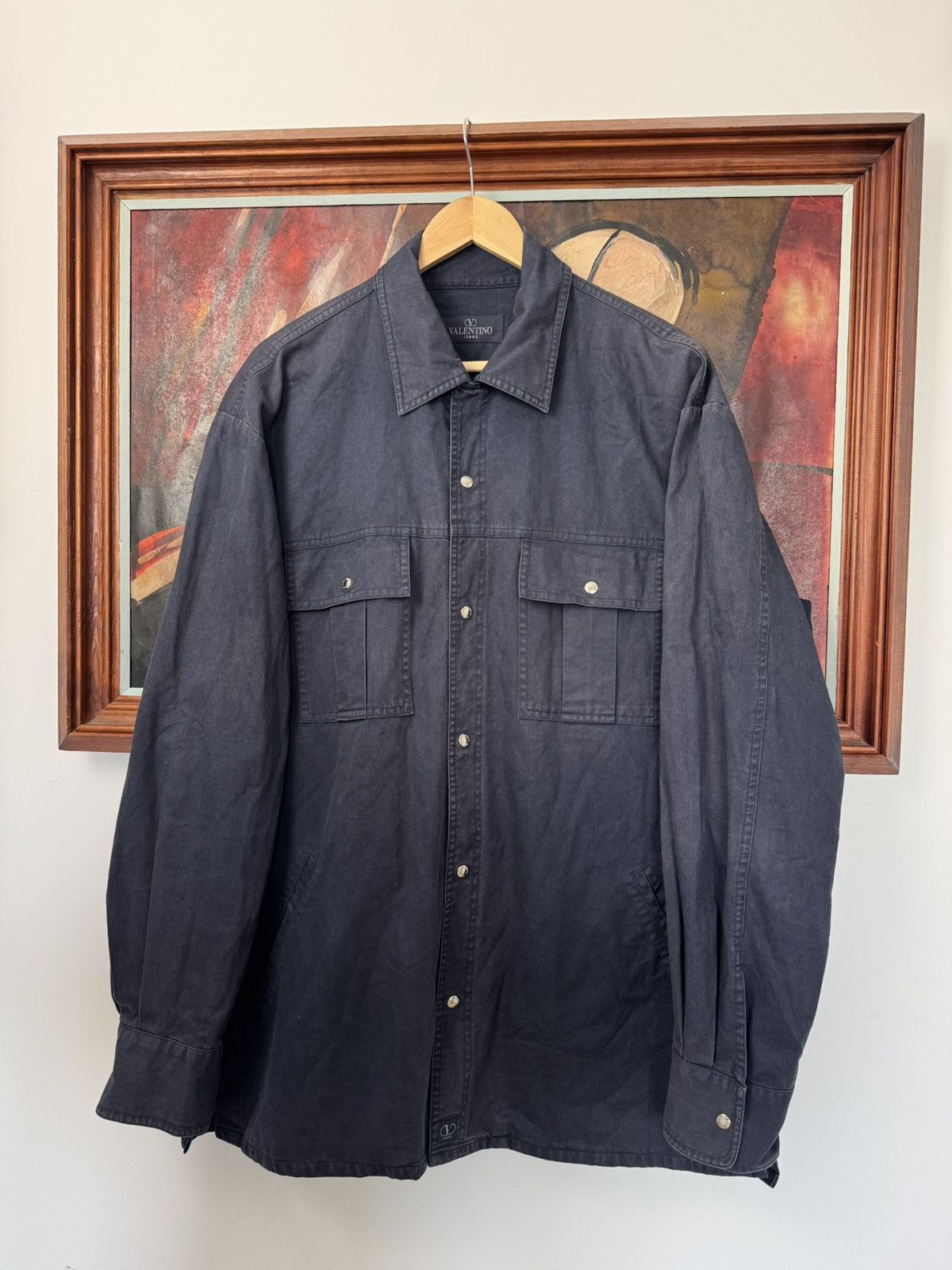 Valentino Vintage VALENTINO Jeans Overshirt Luxury Button Up Washed Size US L / EU 52-54 / 3 - 1 Thumbnail