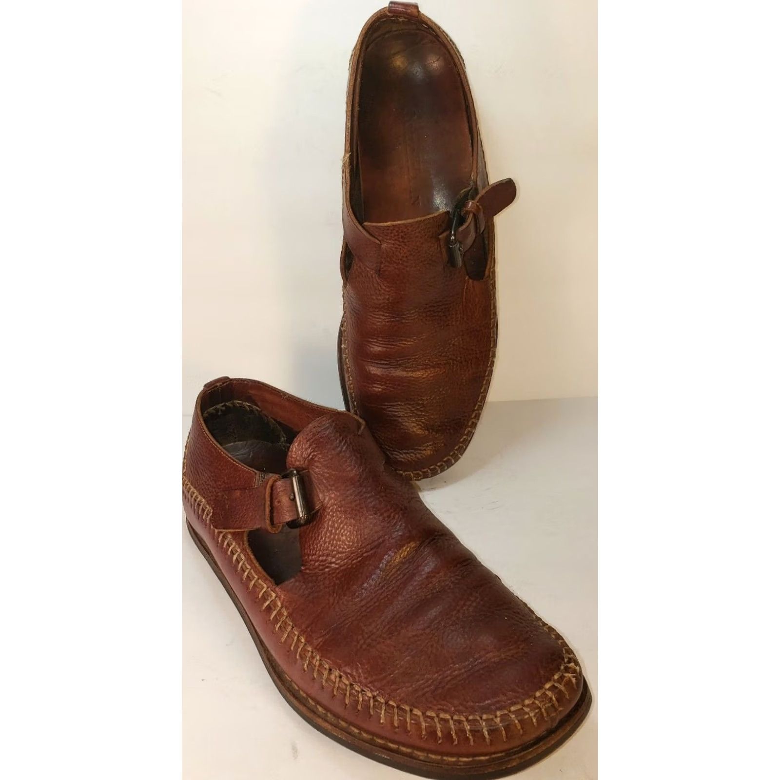 Cole Haan Cole Haan Hand Sewn Flats Loafer Mens 8.5M Brown Leather Buckle, Brass, Flat, Pre-owned, Vintage Style Size US 9 / EU 42 - 2 Thumbnail