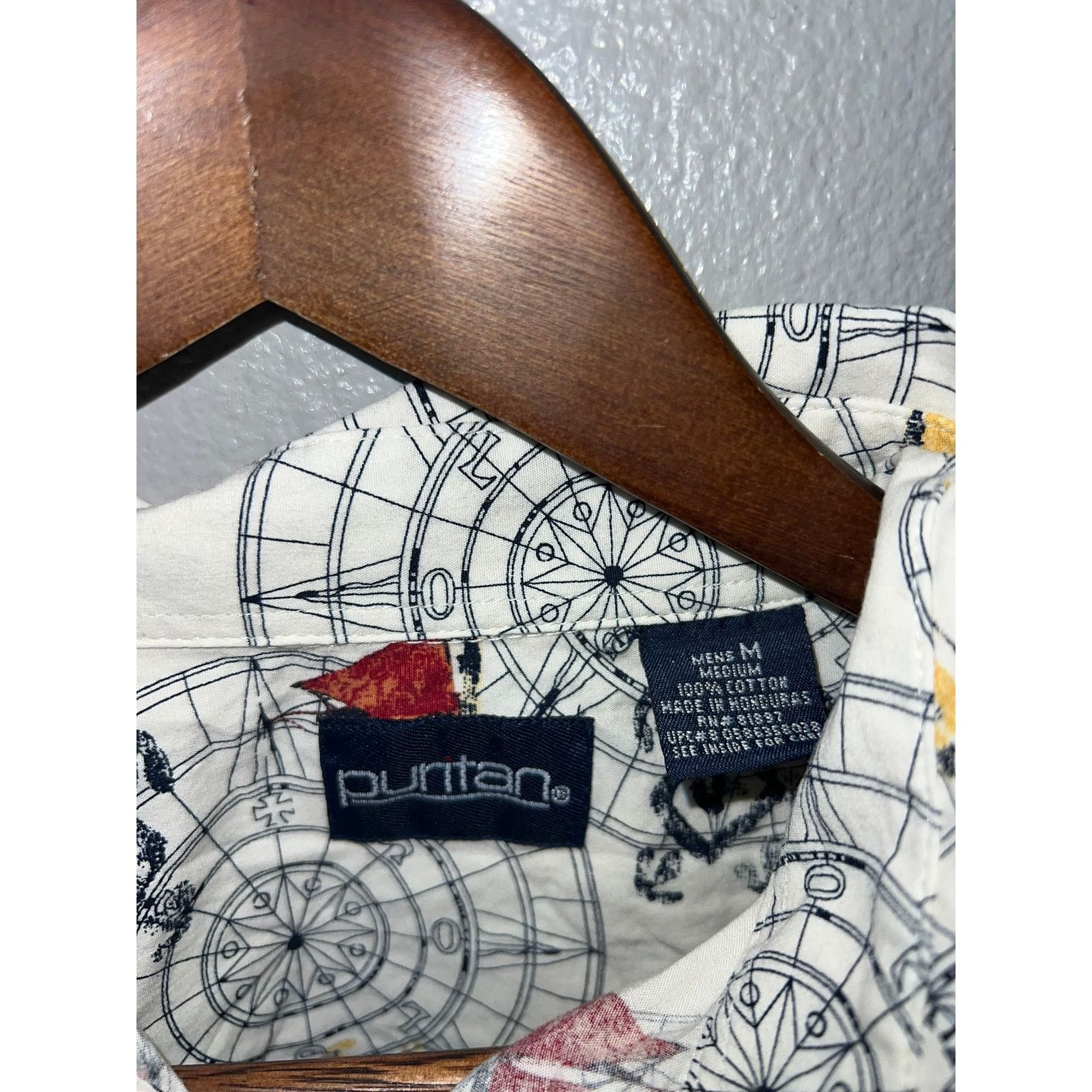 Puritan Vintage Puritan Button Up Shirt Compass Ship AOP Top Medium Size US M / EU 48-50 / 2 - 5 Thumbnail