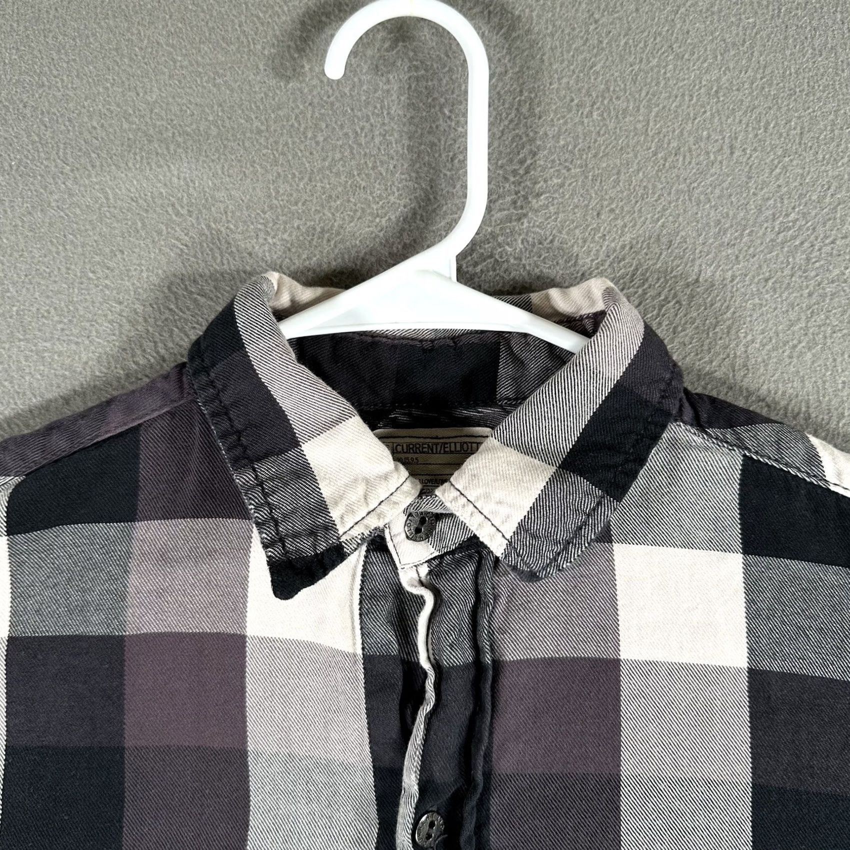 Vintage Current/Elliott Shirt Womens 0 Purple The Prep School Graystone Plaid Button Up Check Pockets Casual All Seasons Lightweight Packable Machine Washable Size XS / US 0-2 / IT 36-38 - 3 Thumbnail