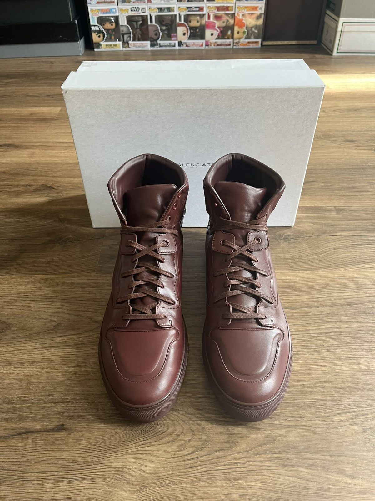 Balenciaga Arena High Top Leather Burgundy Size 47